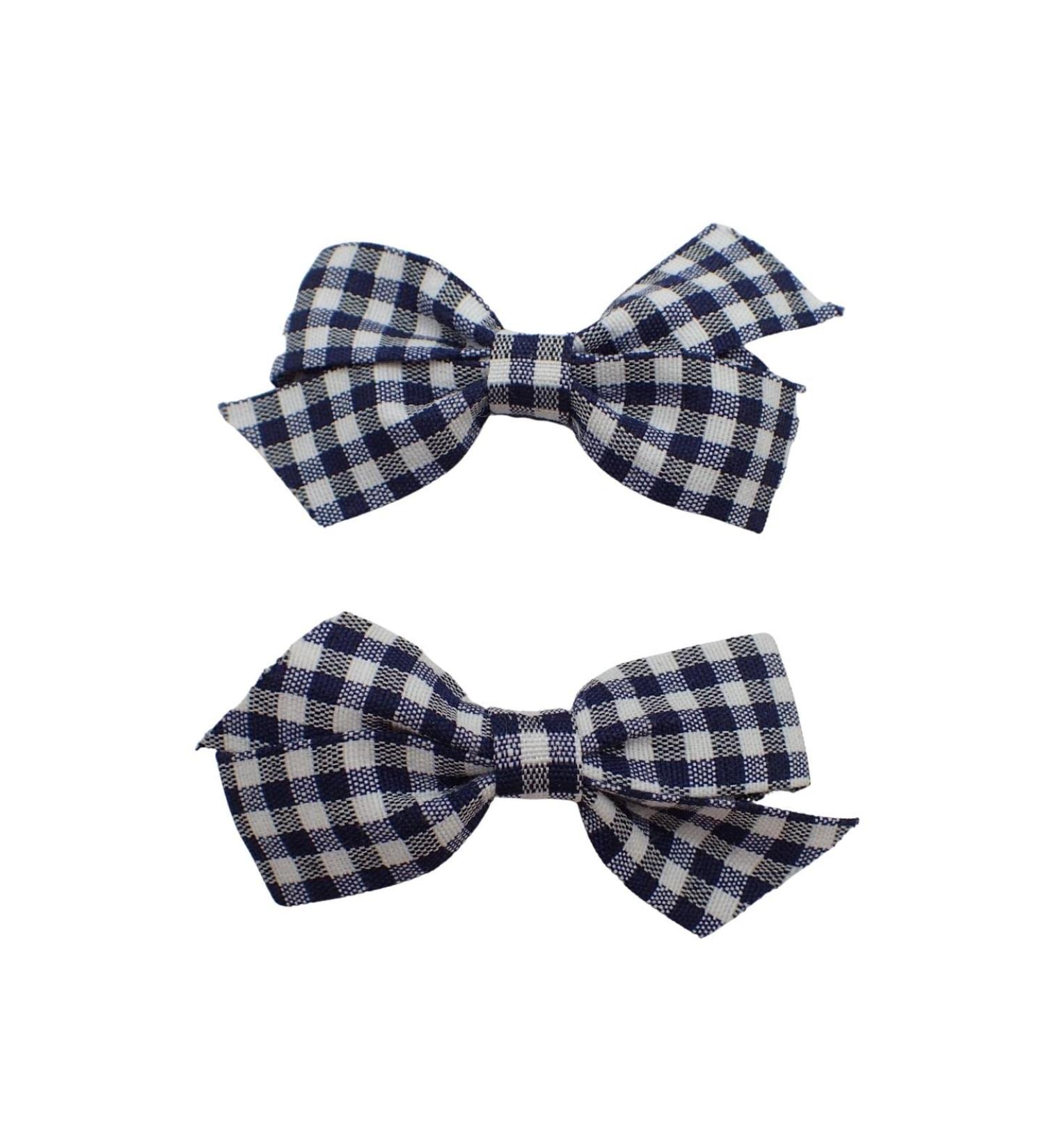 Topkids Accessories 2pc Back to School Hair Bows Set Stylish Girls Clip-In Hair Bow Accessories Hair Clips Colourful School Hair Slide Girls Kids Children (8cm Gingham Check Navy) - Buy Online on GoSupps.com