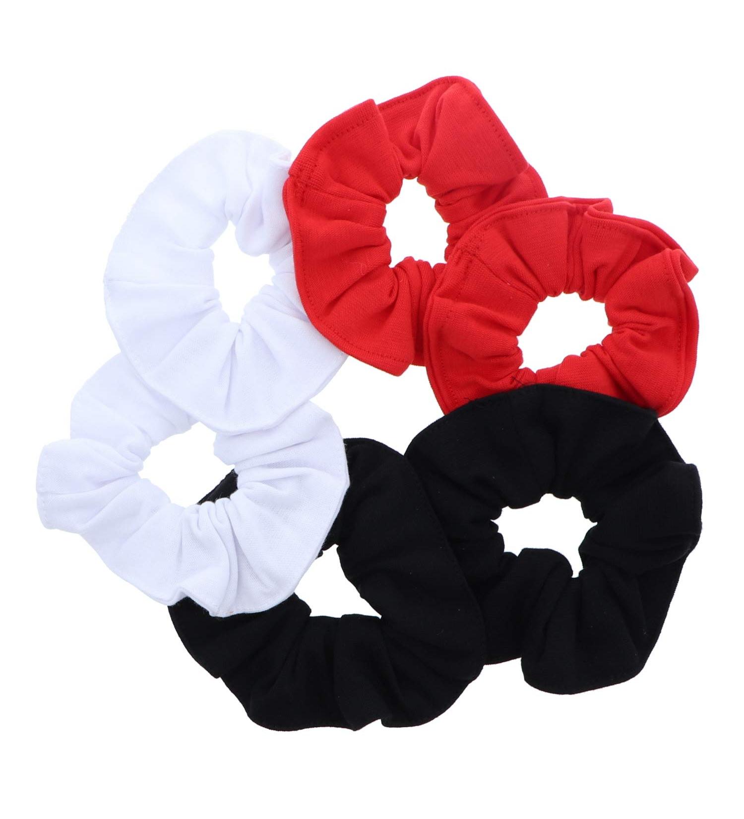 Set of 6 Large Solid Scrunchies in Black, White, and Red - Buy Online on GoSupps.com
