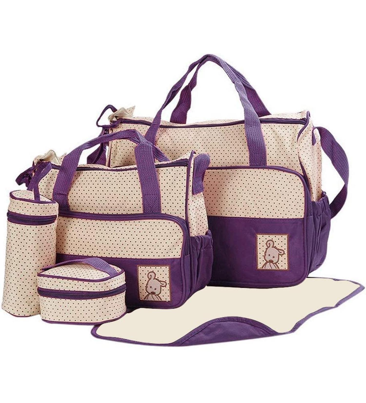 Halovie Multifunction Diaper Backpack - Adjustable Shoulder Bag with Large Capacity & Baby Bottle Holder - Violet - Buy Online on GoSupps.com