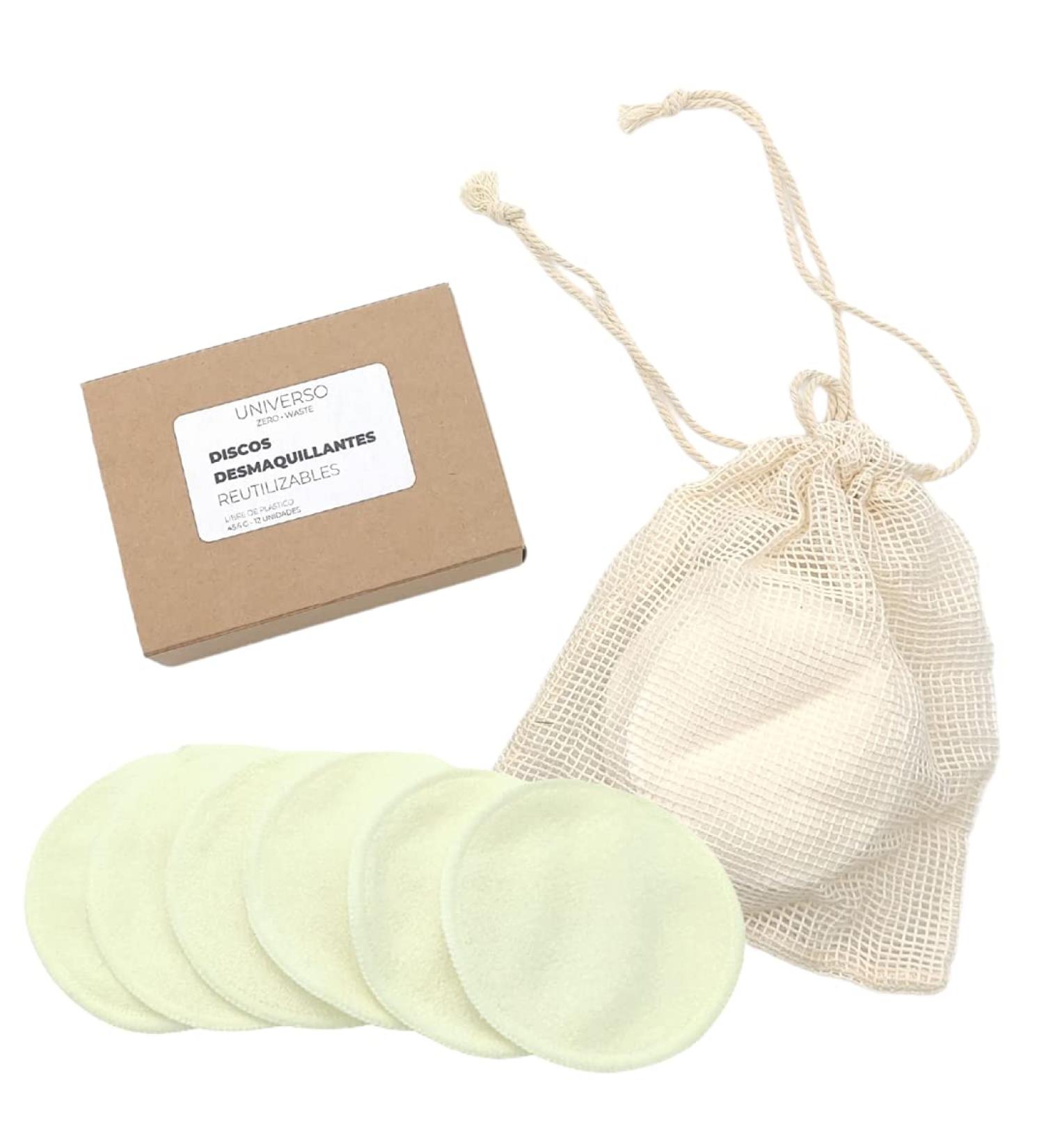 Zero Waste Reusable Makeup Remover Pads - 100% Organic Cotton & Bamboo Fiber Eco-Friendly 12 Pack with Washable Bag - Buy Online on GoSupps.com