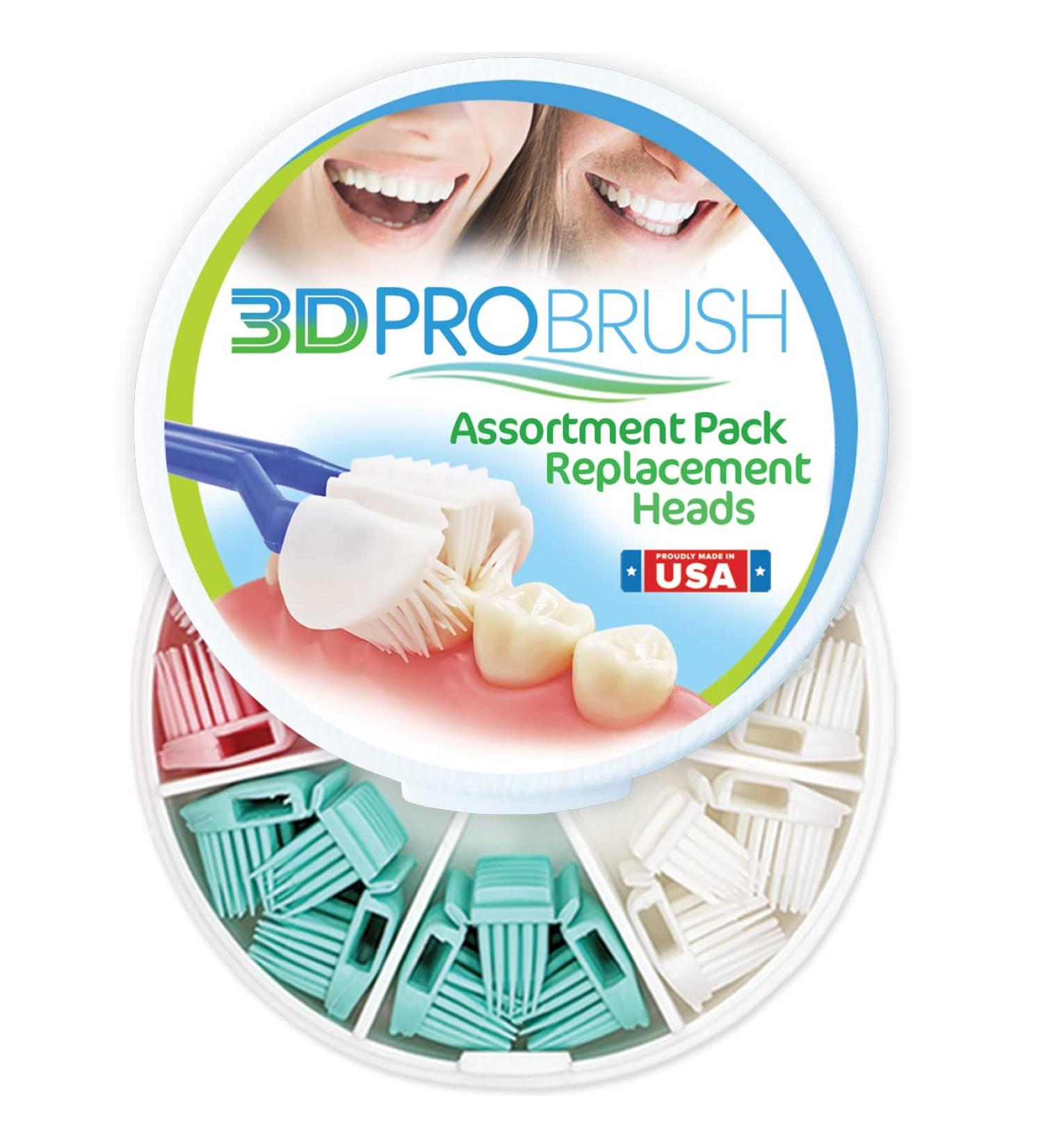3D Pro Brush | 3-Sided Toothbrush with 7 Replacement Heads | Triple Clean + Soft Gum Massage | Tongue Scraper | Eco-Friendly | Made in USA - Buy Online on GoSupps.com