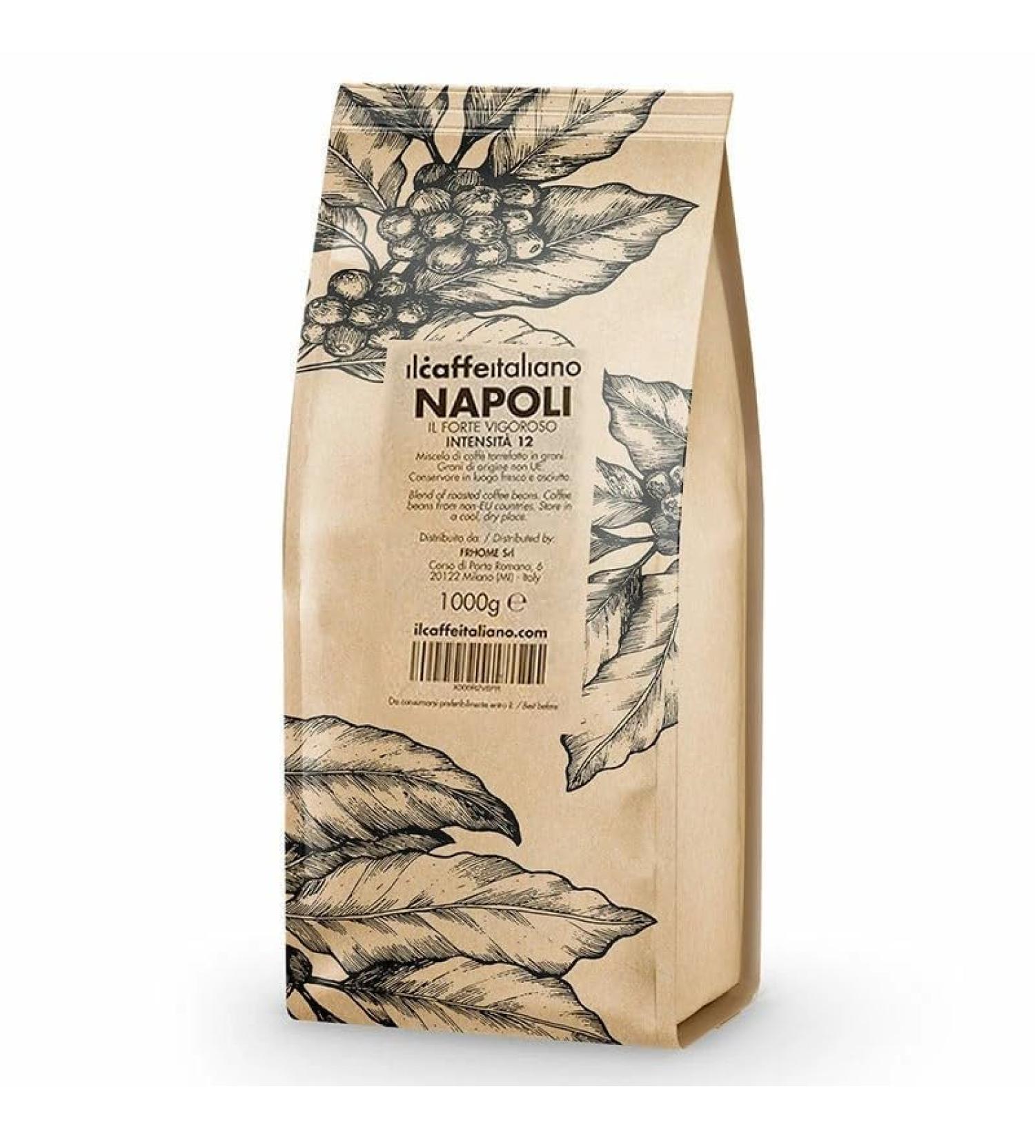 FRHOME - 1 kg of coffee beans - Coffee Blend Napoli intensity 12 - Il caff italiano