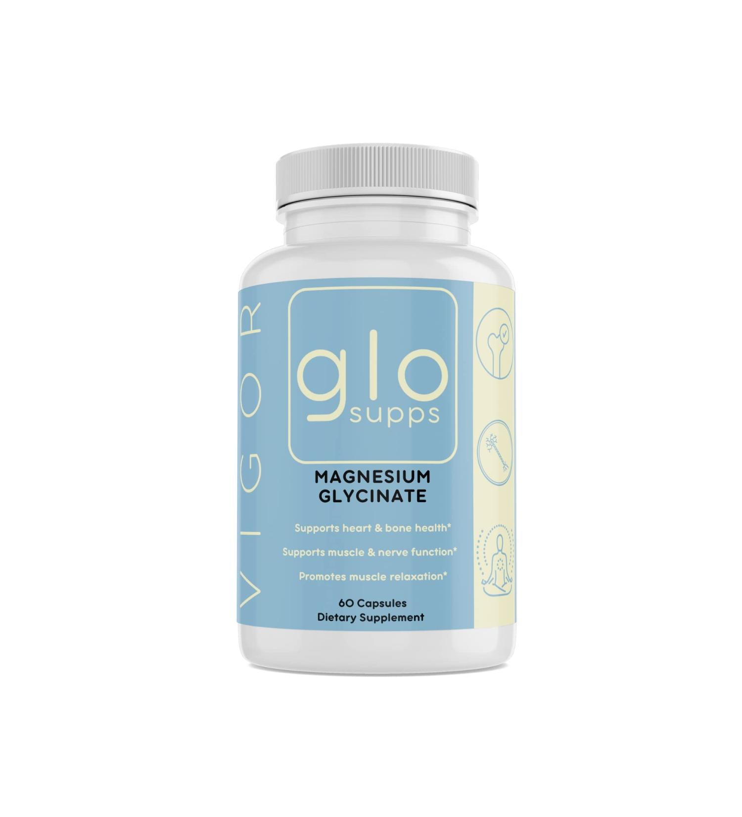 Glo Supps Magnesium Glycinate | Stress Relief, Sleep & Heart Health Support | 60 Capsules - Buy Online on GoSupps.com