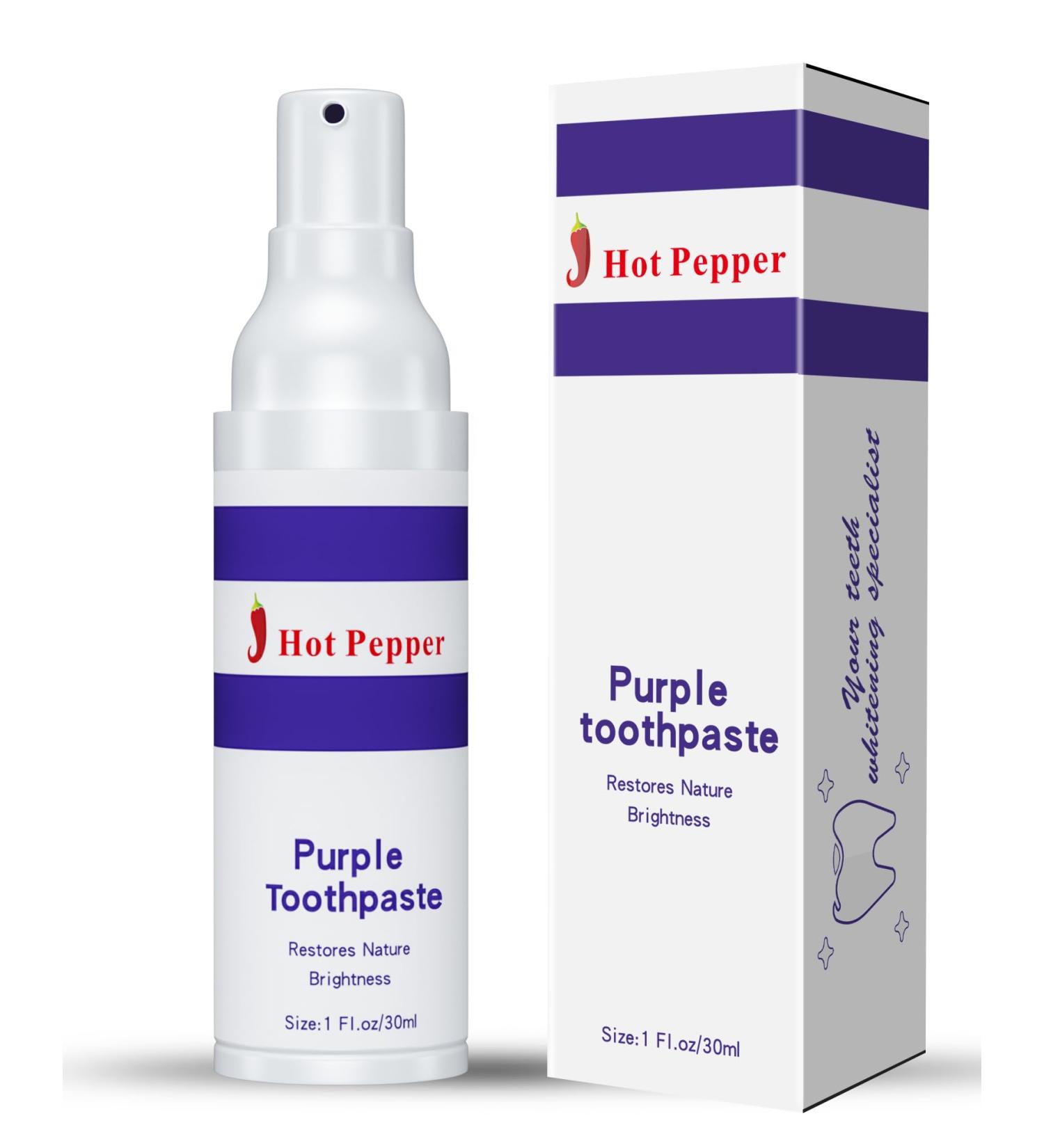 Hot Pepper Natural Purple Toothpaste - Teeth Whitening & Color Corrector Brighten Your Smile (30ml) | Shop Internationally - Buy Online on GoSupps.com