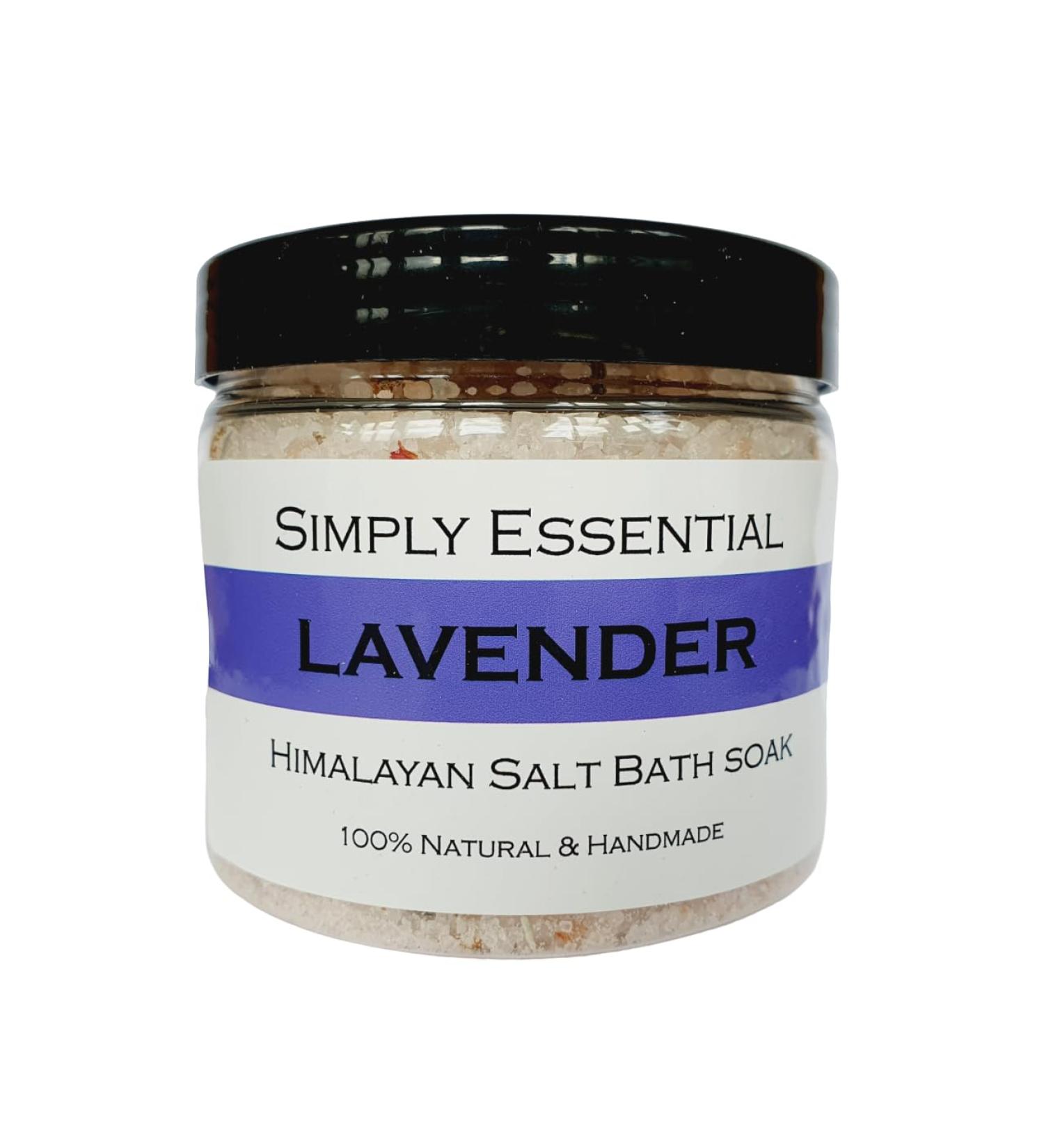 Simply Essential Lavender Bath Salts w Pink Himalayan Salt with Added Lavender Flowers 225g
