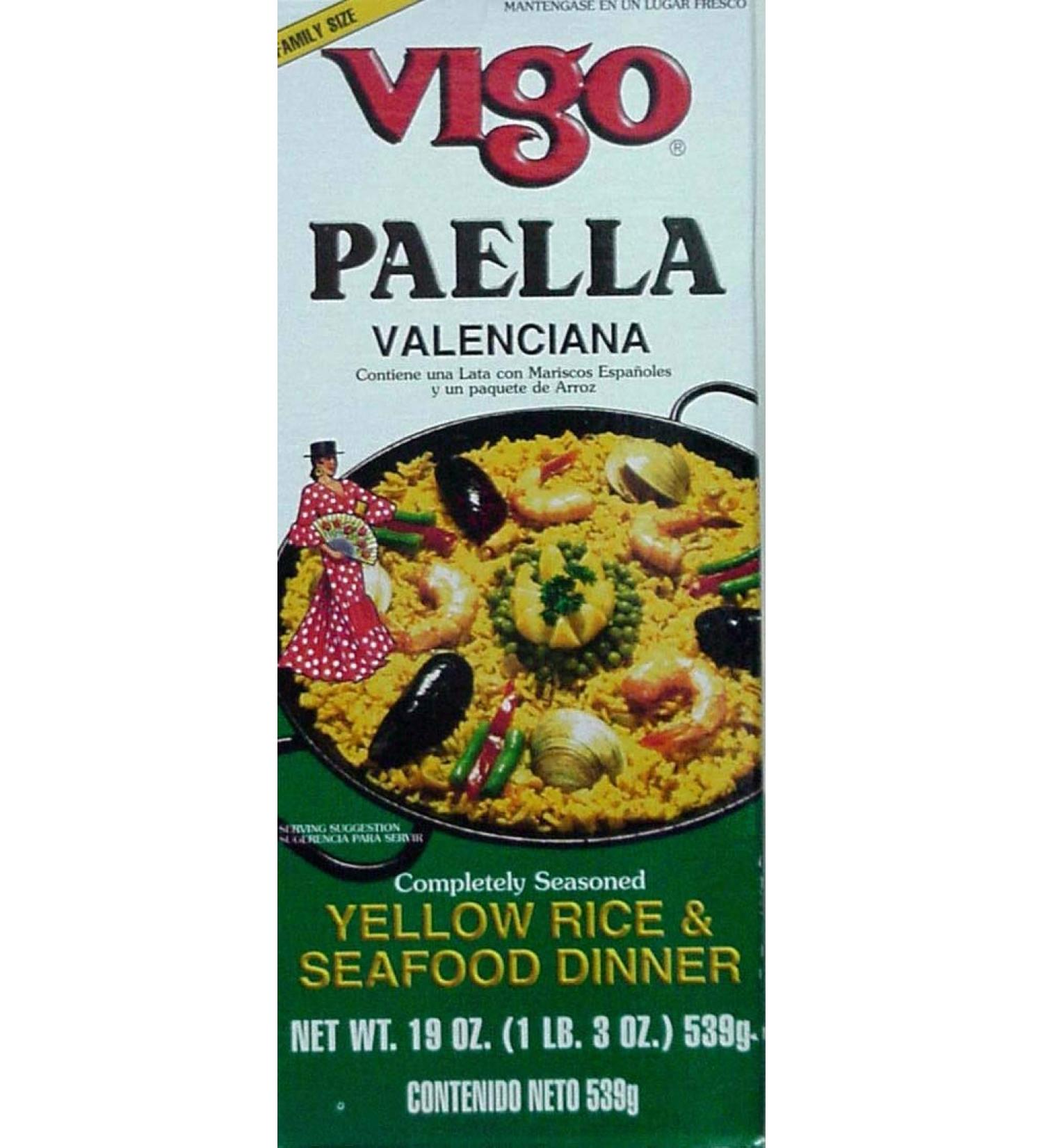 Vigo Yellow Rice and Seafood Dinner - Paella Valenciana - Case of 6 - 19 oz.