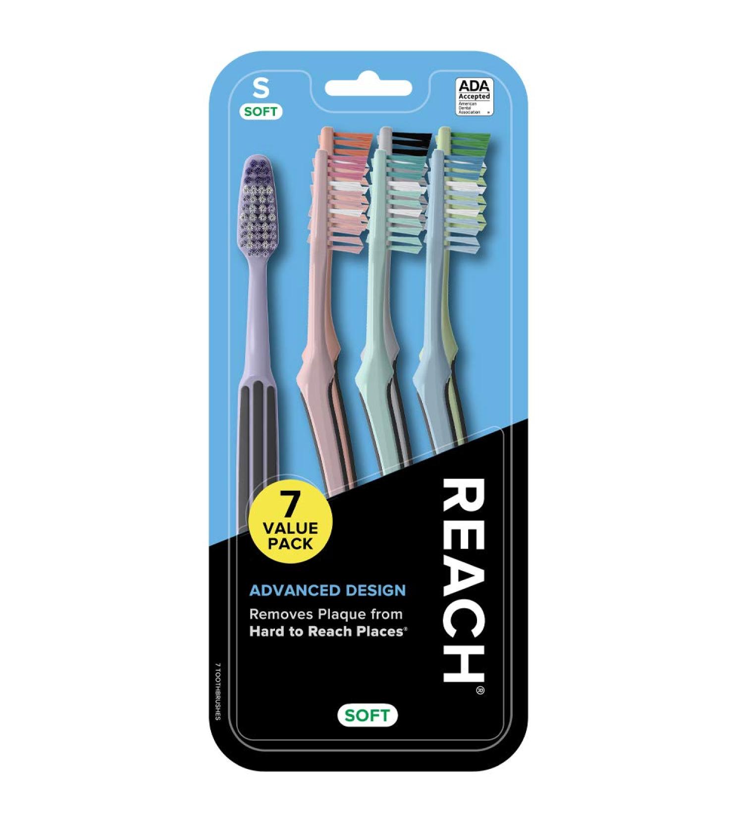 Reach Advanced Design Soft Bristle Toothbrush 7 Count Value Pack - Buy Online on GoSupps.com