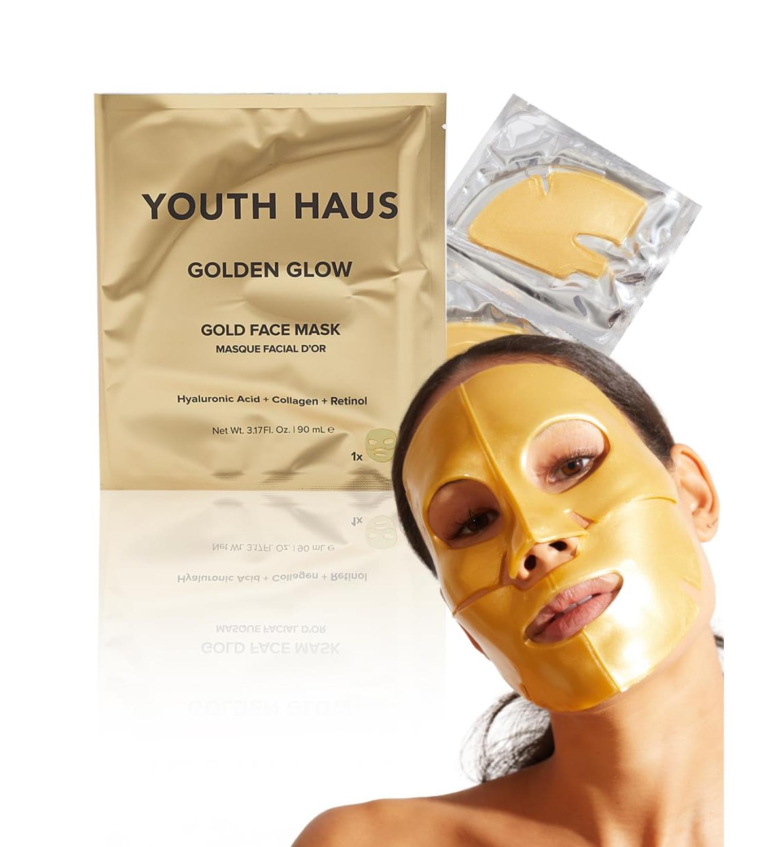 SKIN GYM Youth Haus 24K Gold Face Mask Collagen & Hyaluronic Acid Infused for Youthful Radiance | Retinol & Bakuchiol Restorative Mask | International Shipping Available - Buy Online on GoSupps.com