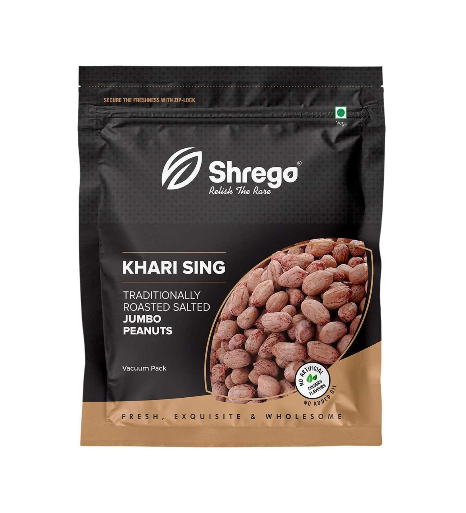 SHREGO Peanut Plus Khari Sing Traditionally Roasted Salted Jumbo Peanuts Snack and Namkeen (360 Gm)