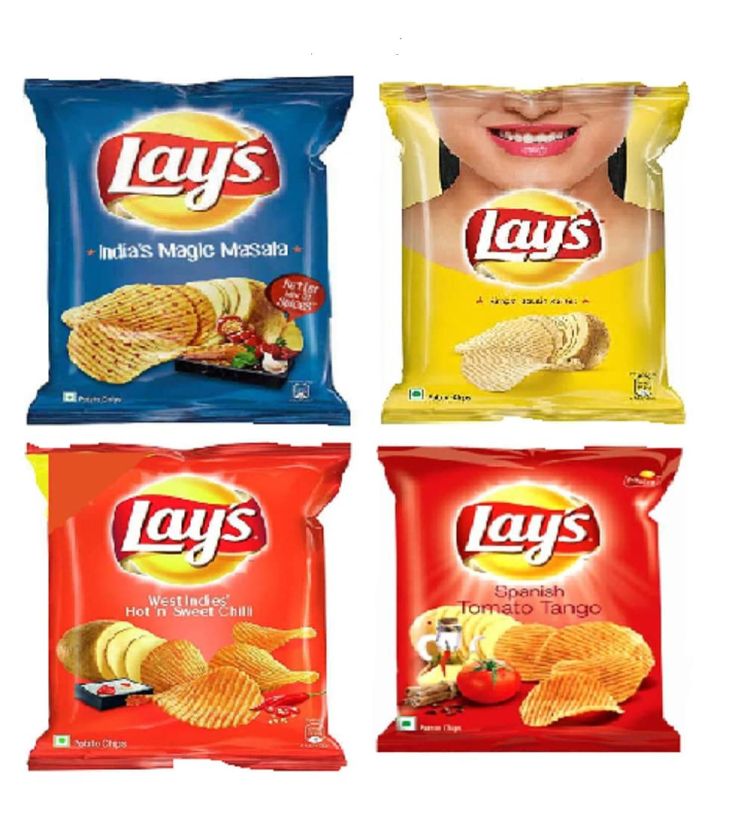 Lay's Combo 2-Pack 52g Chips - Magic Masala, Spanish Tomato Tango, Classic Savoury/Hot & Sweet Chilli