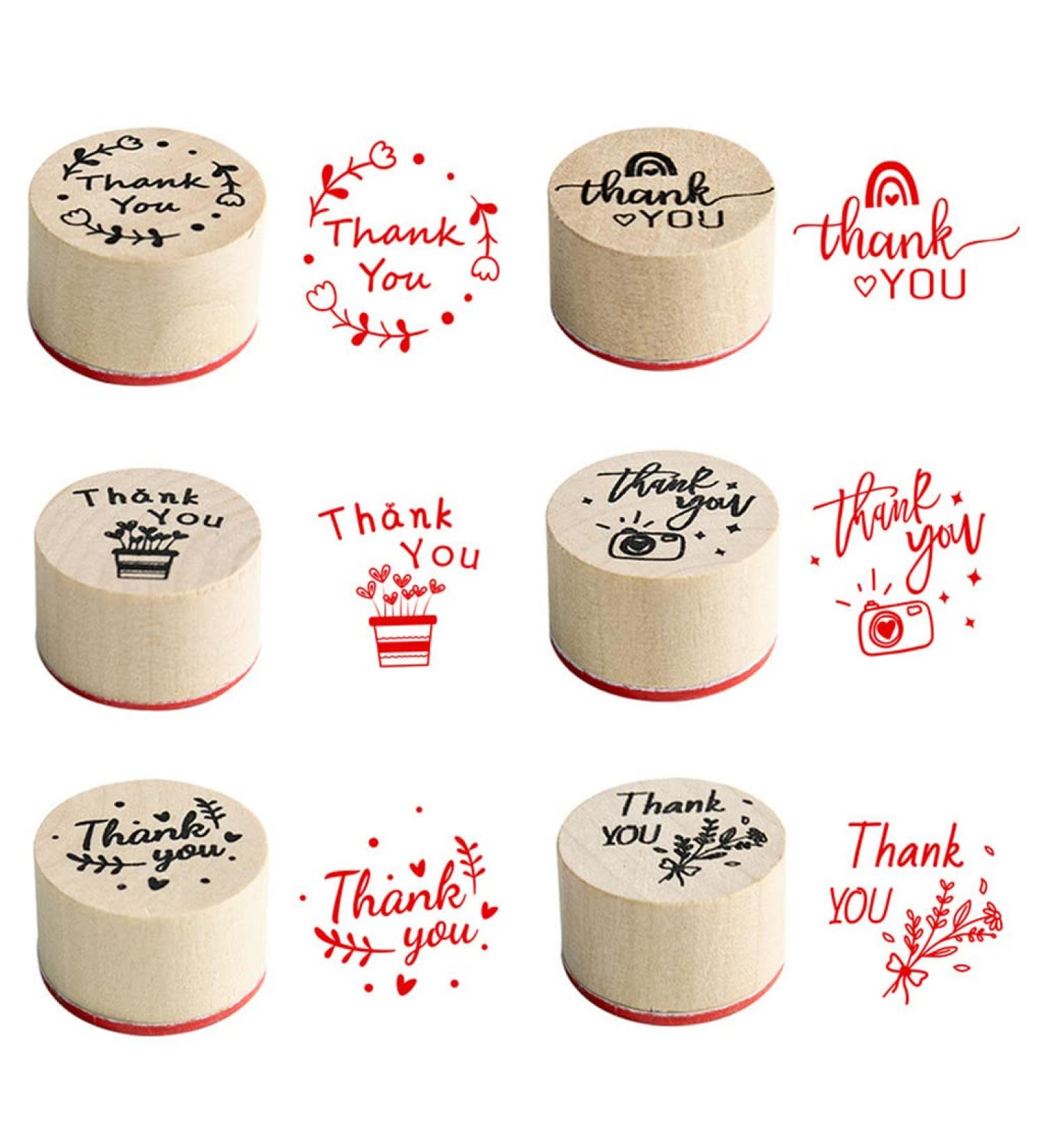 JZTang 6 Pcs Thank You Pattern Wooden Stamps Set for Card Making and Scrapbooking - Buy Online on GoSupps.com