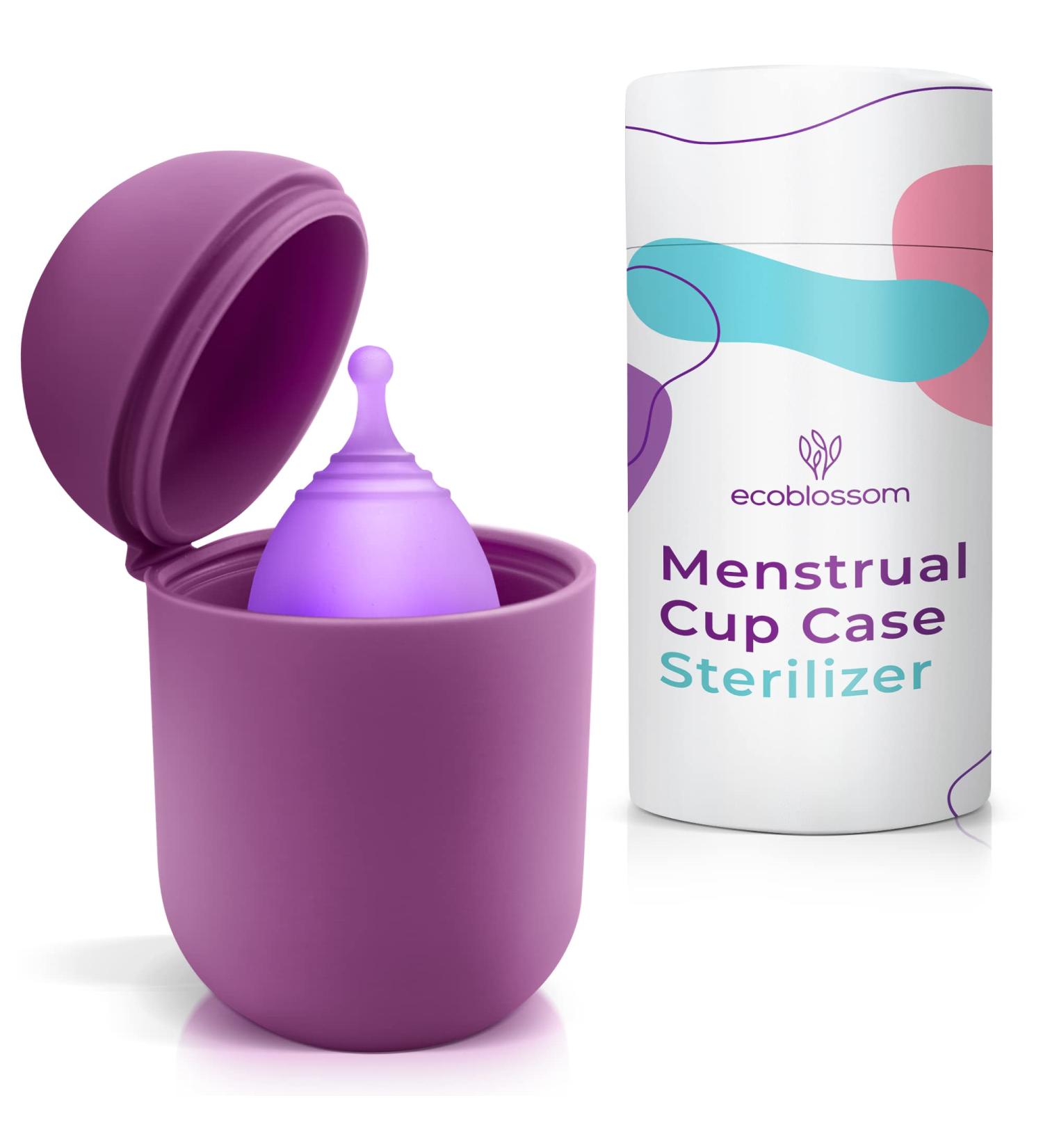 Reusable Silicone Menstrual Cup Case & Sterilizer - EcoBlossom Portable Cleaner & Microwave Steamer - Purple - Buy Online on GoSupps.com