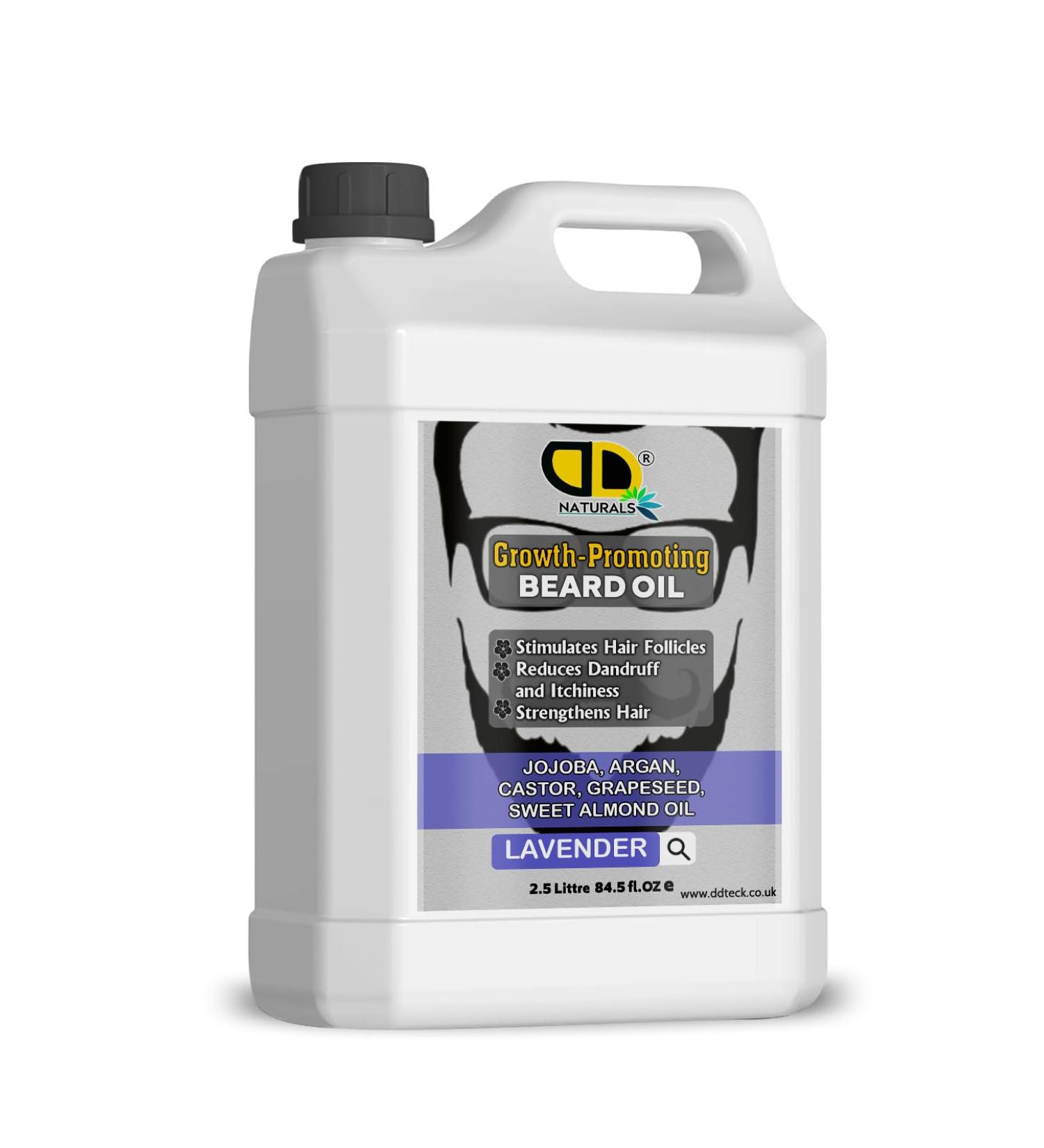 DD teck Beard Growth Oil for Men with Lavender - Stimulates Hair Follicles Strengthens & Hydrates Stops Itching & Dandruff - Jojoba Argan Castor Grape Seed Oil