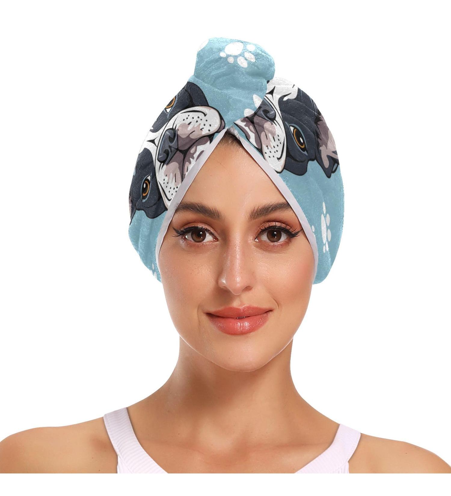 Super Absorbent Dog Blue Hair Towel 2 Pack - Quick Dry Hair Turbans for Women & Girls | Ideal Hair Drying Solution - Buy Online on GoSupps.com