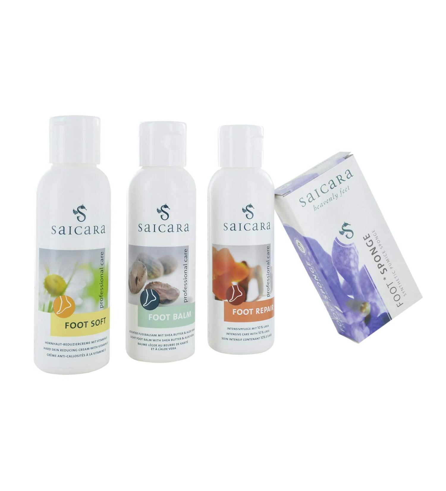 Saicara Set of 4 - Intensive Foot Care with Premium Skin Creams & Pumice Stone for Healthy Feet & Callus Relief - Shop Internationally - Buy Online on GoSupps.com