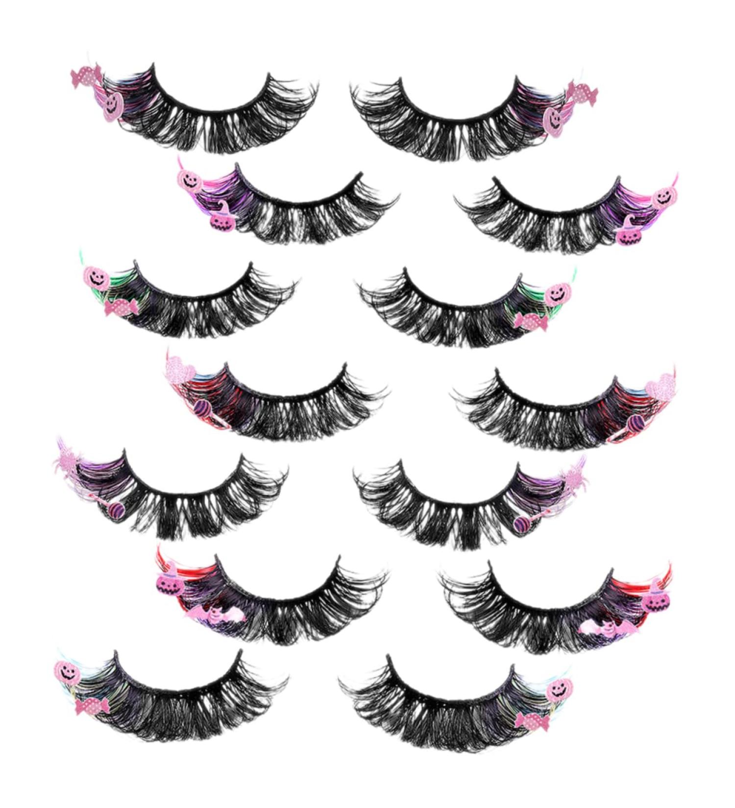 minkissy 7 Pairs False Eyelashes Fluffy Eyelashes Colored Eyelashes Fake Lashes Women Lashes with Color Lash Extension Fake Eyelash Individual Lashes Dense Extend Artificial Fiber - Buy Online on GoSupps.com