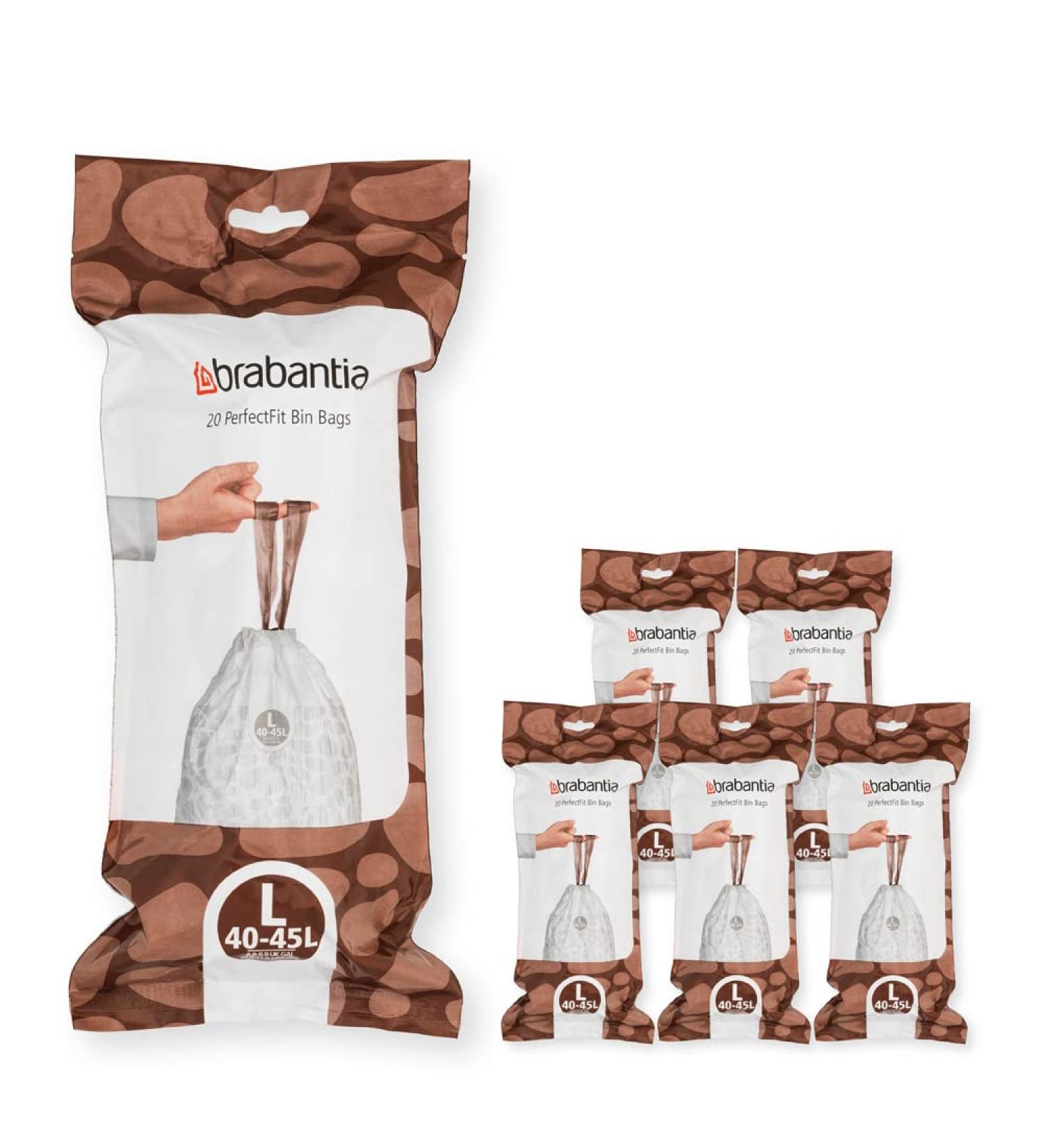 Brabantia Garbage Bags Code L - 120 White Bags (Pack of 6) for International Shipping - Buy Online on GoSupps.com