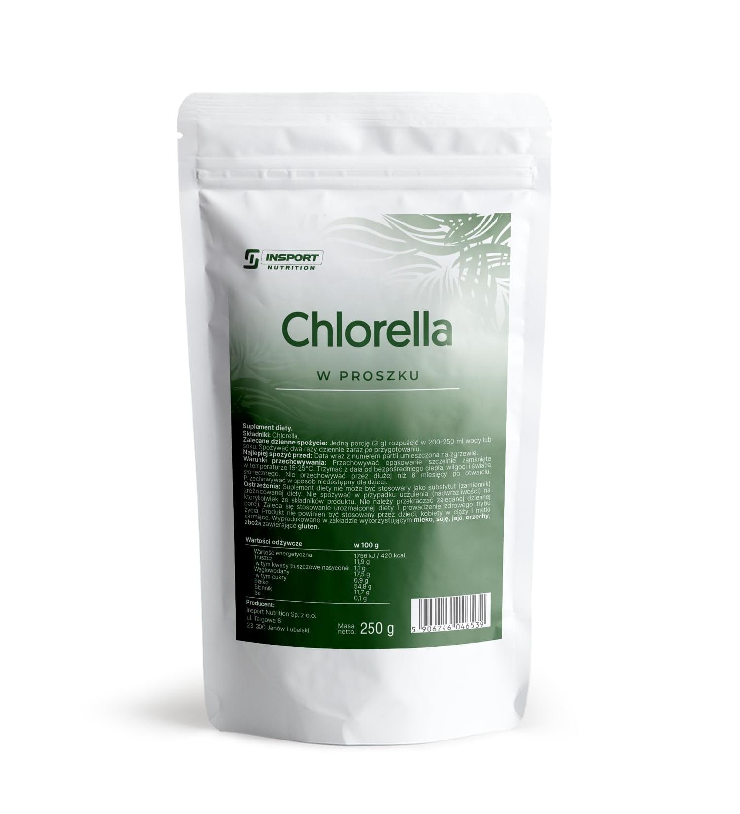 Chlorella Powder - 250g Doypack - Green Powder for Body Cleansing - Vegan Lactose Free and Gluten Free No Additives - Leak Proof Packaging with Zip - INSPORT Nutrition - Buy Online on GoSupps.com