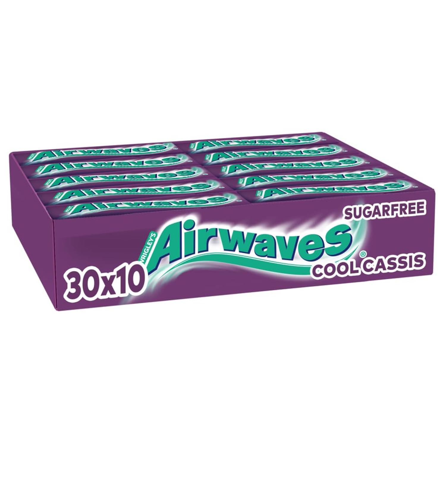 AIRWAVES - Blackcurrant Flavor Chewing Gum - Sugar Free - Mint Freshness - Large Size - 30 Packs of 10 Dragees - 420g - Buy Online on GoSupps.com
