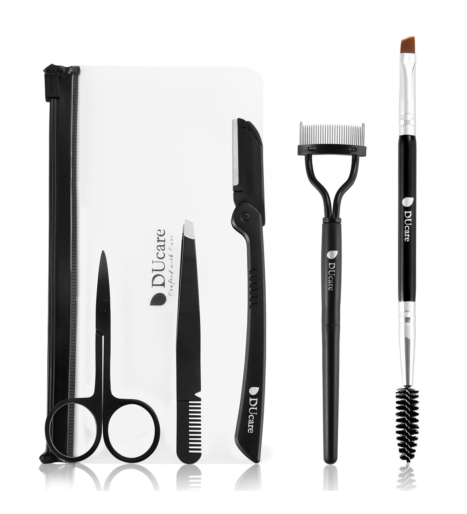 DUcare 5-in-1 Eyebrow Kit: Razor, Scissors, Tweezers, Comb, Curler & Brush | Makeup Grooming Set - Buy Online on GoSupps.com