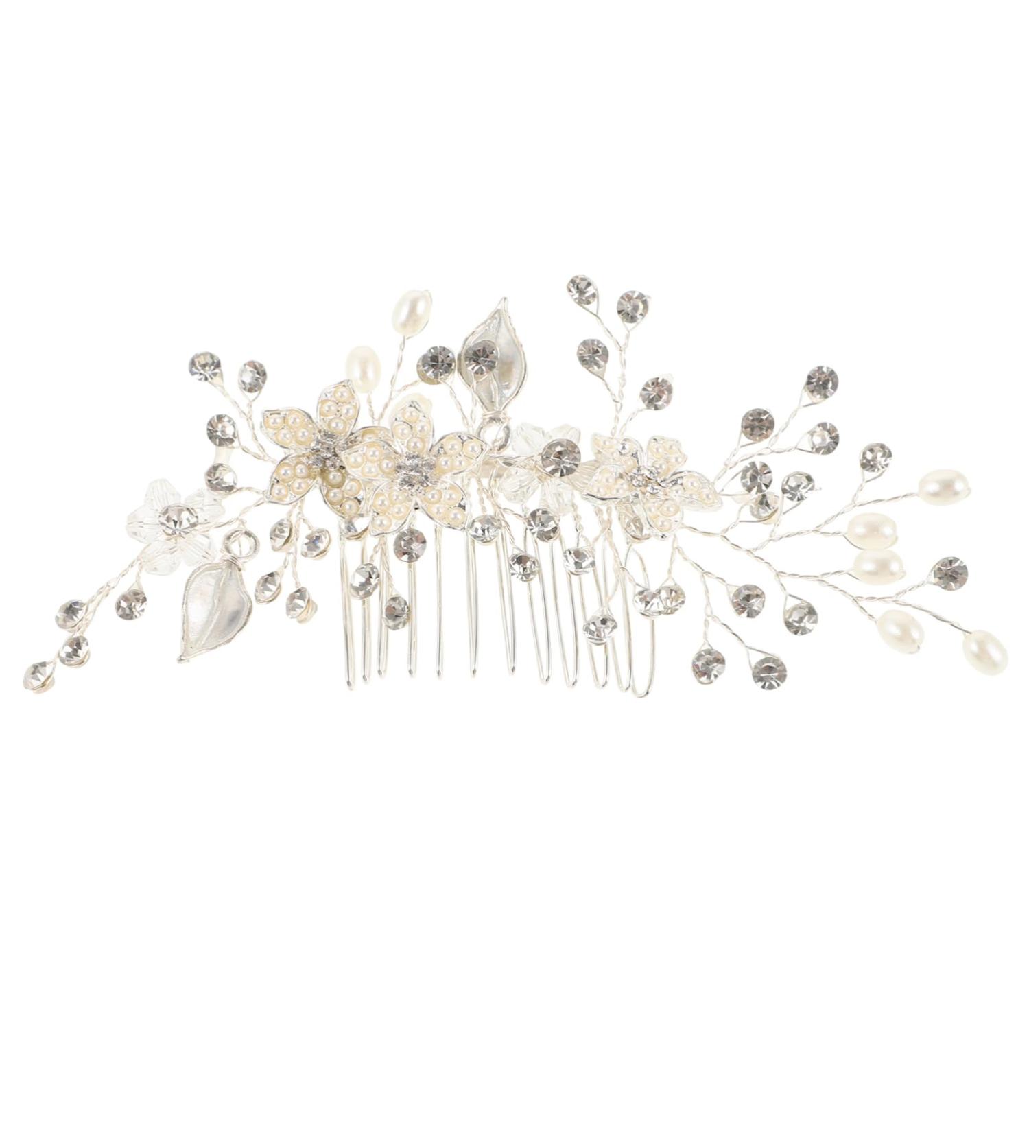 DOITOOL Prom Bridal Hair Clip Bridal Headpiece Pearl Flower Hair Comb Pearl Hair Clip Women Hairpin Rhinestone Barrettes Pearl Hair Barrettes Hair Pin Crystal Alloy Bride White - Buy Online on GoSupps.com