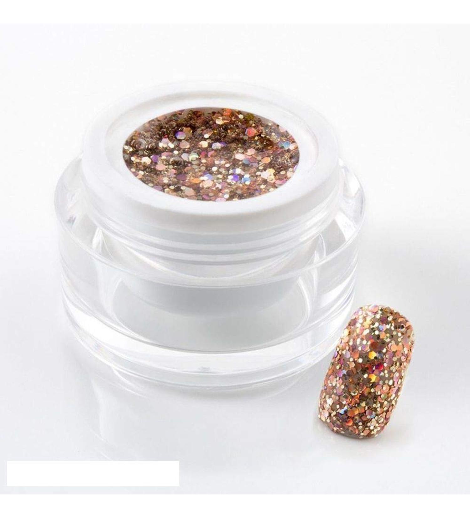 5 ml exclusive UV color gel/colour gel/glitter gel - in Big Glitter Champagne