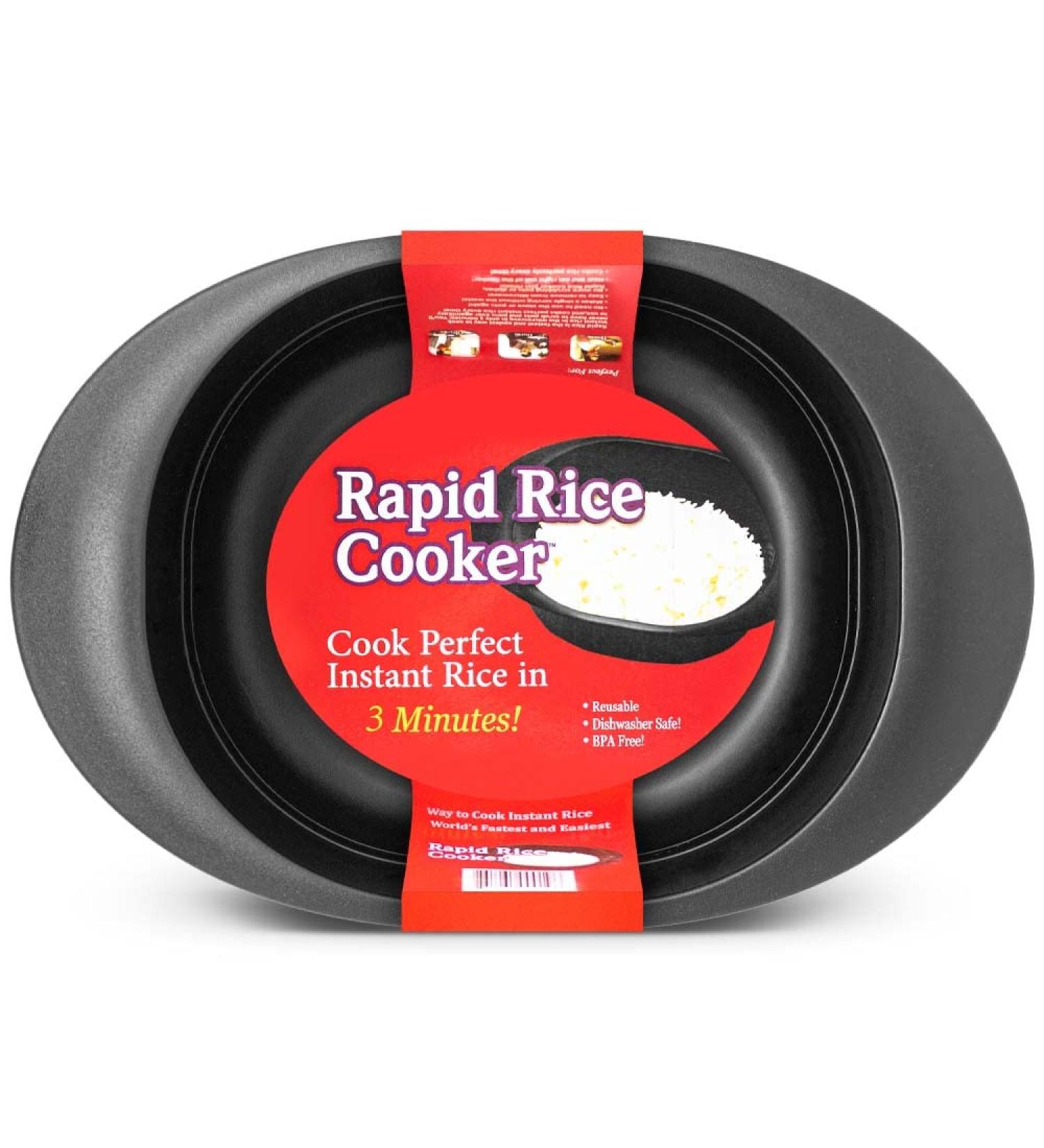 Rapid Microwave Rice Cooker | Cooks Rice Blends in 3 Minutes | Perfect for Dorm, Small Kitchen, or Office | Dishwasher-Safe, Microwaveable, BPA-Free | Black, 1 Pack - Buy Online on GoSupps.com