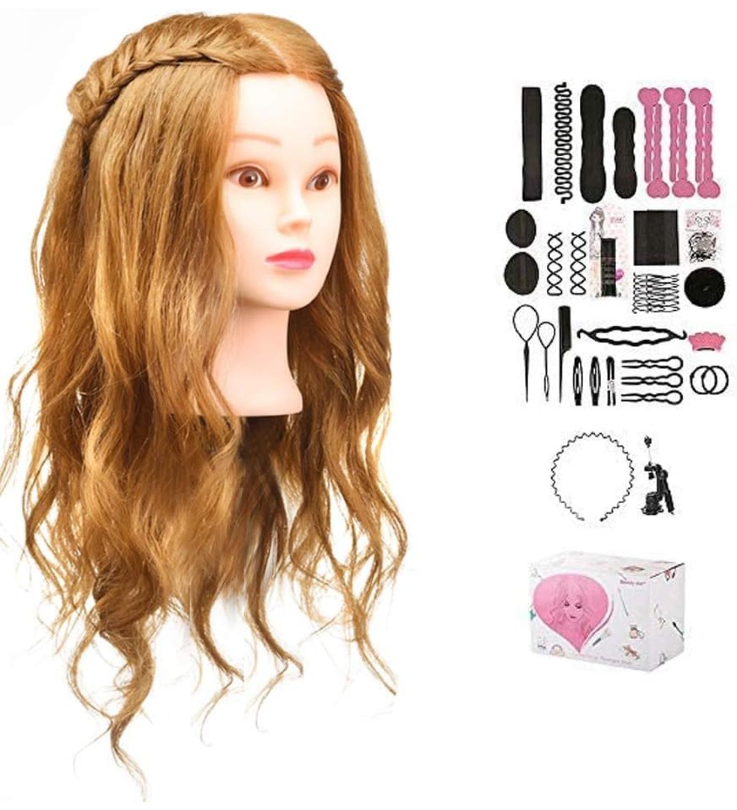 Buy Mcwdoit Hairdressing Gold Training Head - 70% Real Hair for Professional Styling & Practice | International Shipping Available - Buy Online on GoSupps.com