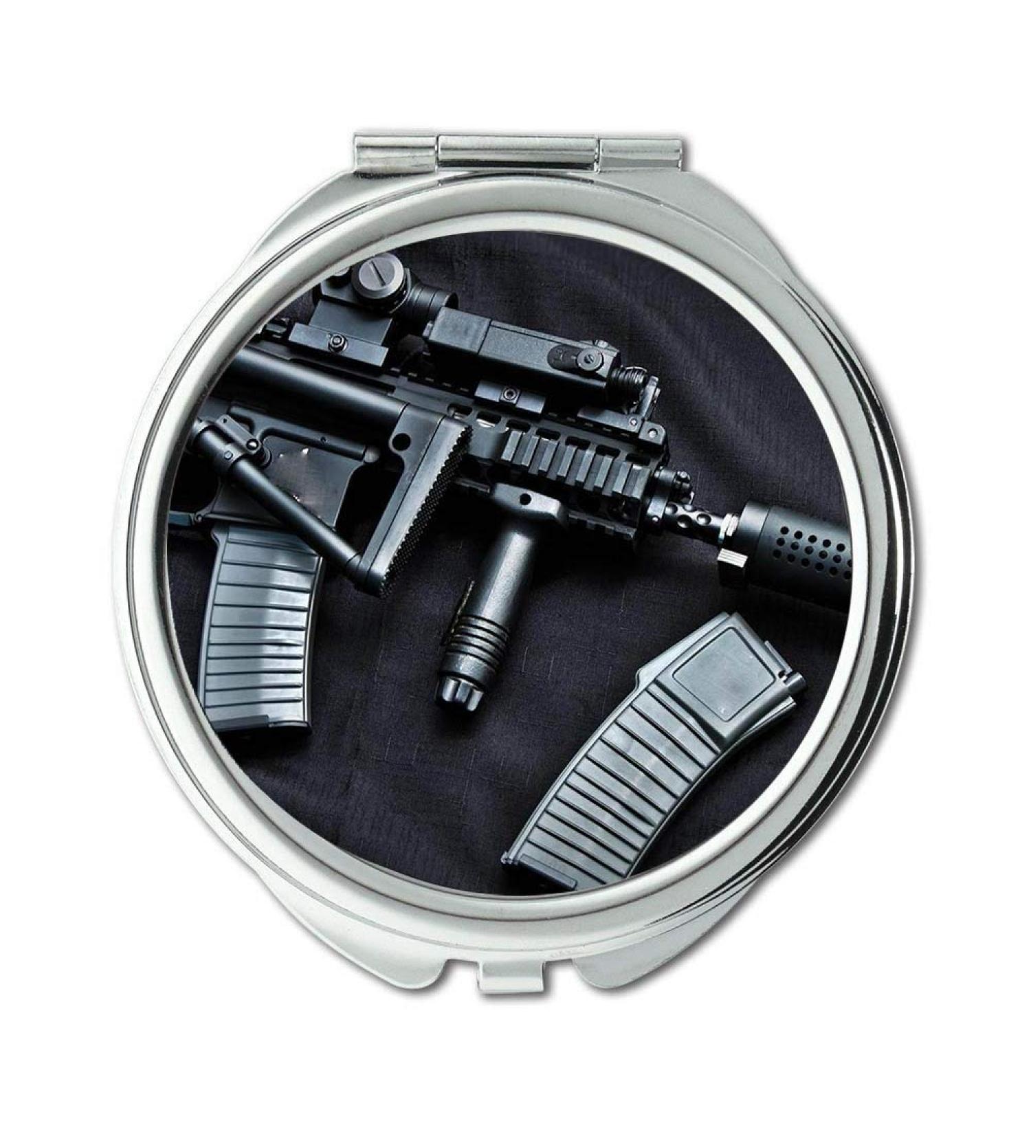 Mirror Travel Mirror gun powder Round Mirror cool gun background pocket mirror portable mirror - Buy Online on GoSupps.com