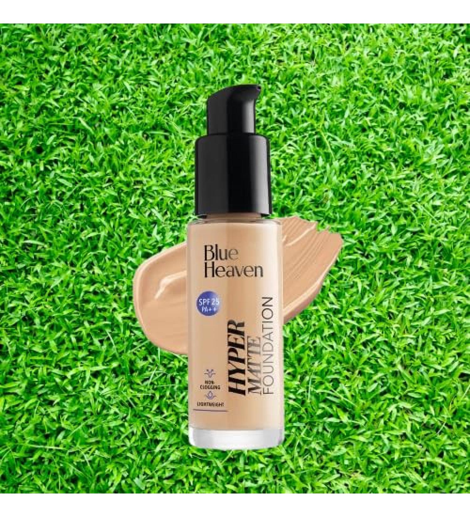 Bl/u/e H//e aven Hyper Matte Foundation for Face Makeup with SPF 25 PA++ Matte Finish Light Weight Formula Medium Coverage for All types of Skin Cream 103-Natural Sand 30ml - Buy Online on GoSupps.com