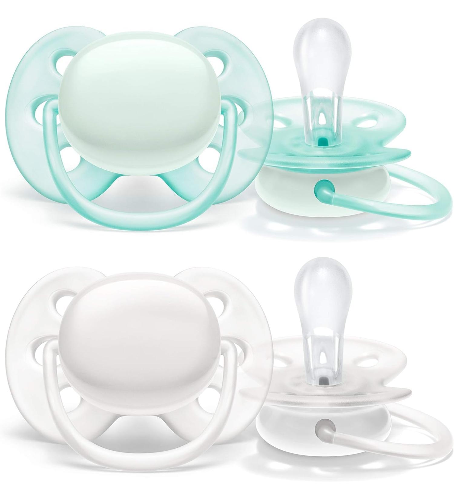 Philips Avent SCF210/03 Ultra Soft Pacifier for 0-6 Months - Arctic White/Green 2 Pack | International Shipping Available - Buy Online on GoSupps.com