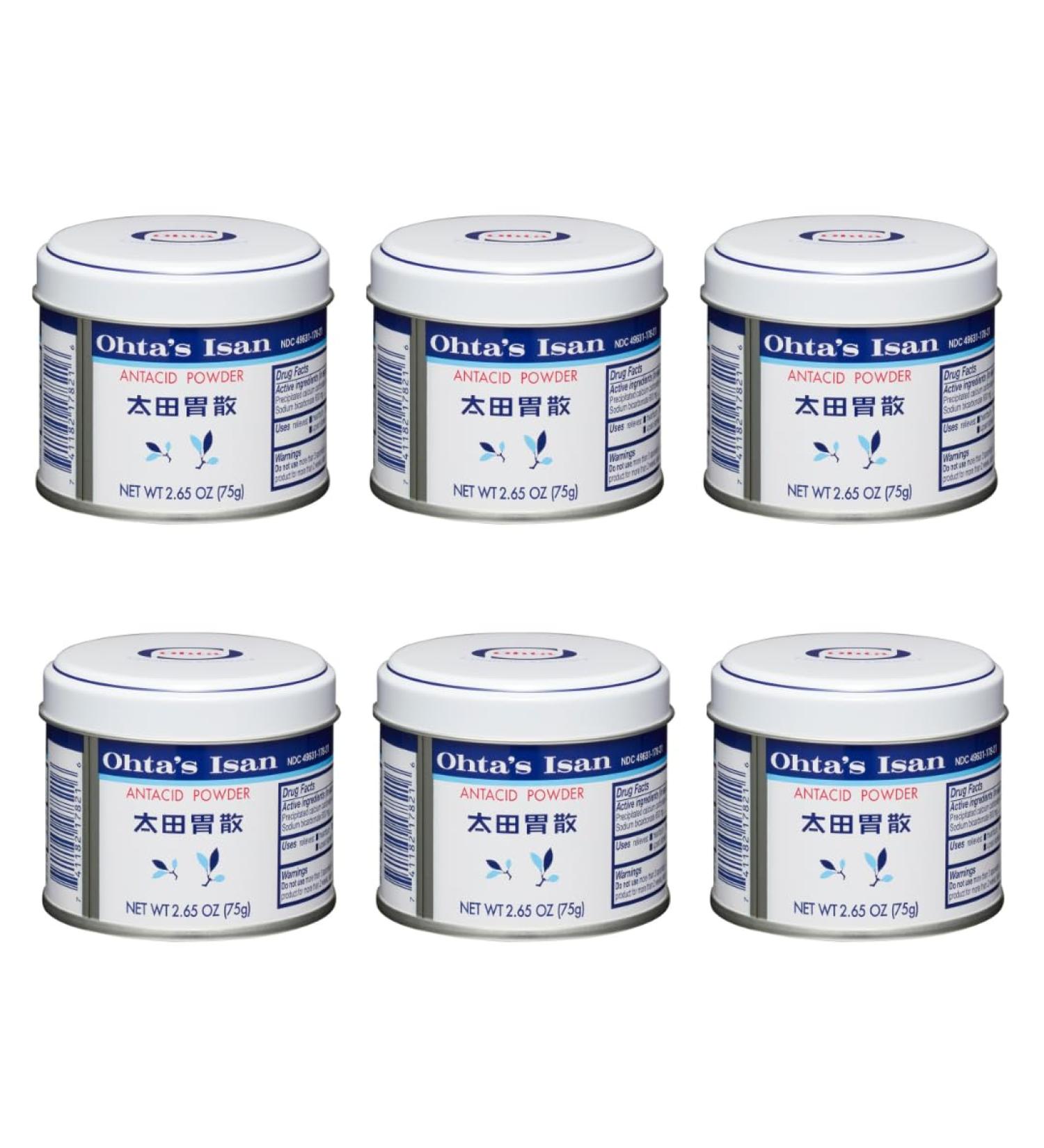 Ohta's Isan Antacid Powder 2.65oz (75g) x 6cans (6) - Buy Online on GoSupps.com