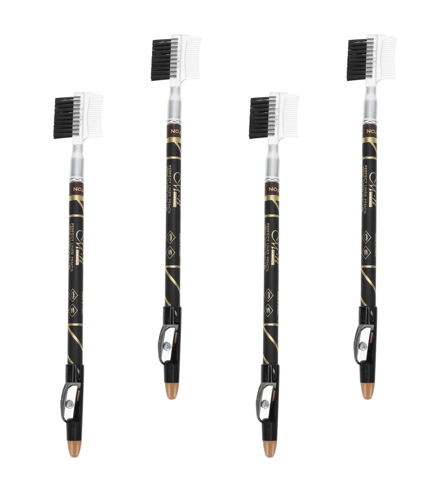Sewroro Lot 4 Crayons Sourcils Cosm tiques Portables Waterproof Pinceau Biseaut et Taille-crayon pour Femmes Utilisables en Maquillage des Sourcils au Quotidien Couleur Noir - Buy Online on GoSupps.com