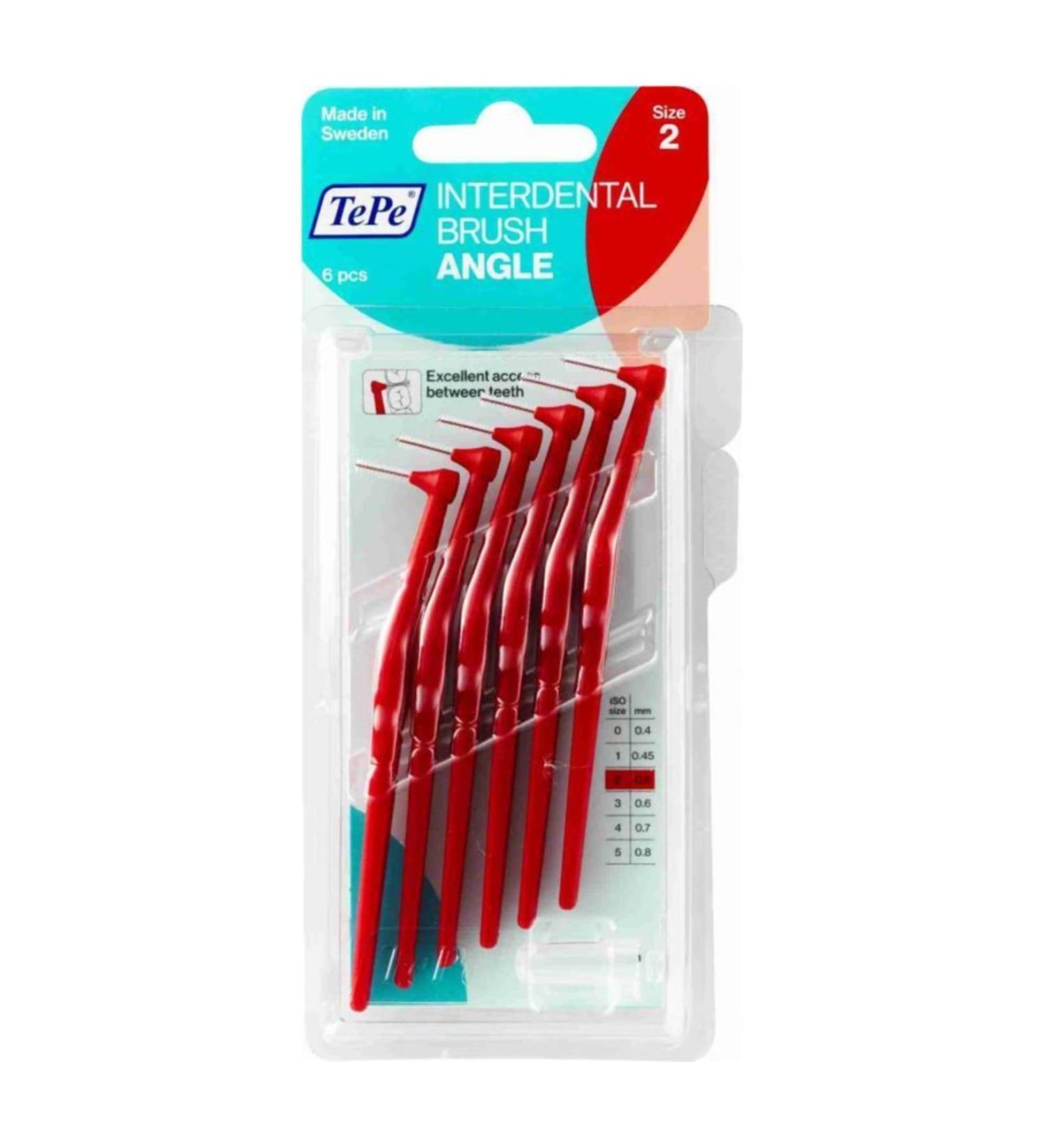 Tepe angle gap brush red (0.5 mm - gr. 2) / simple and effective interim cleaning longer angled shaft / 1 x 6 brushes
