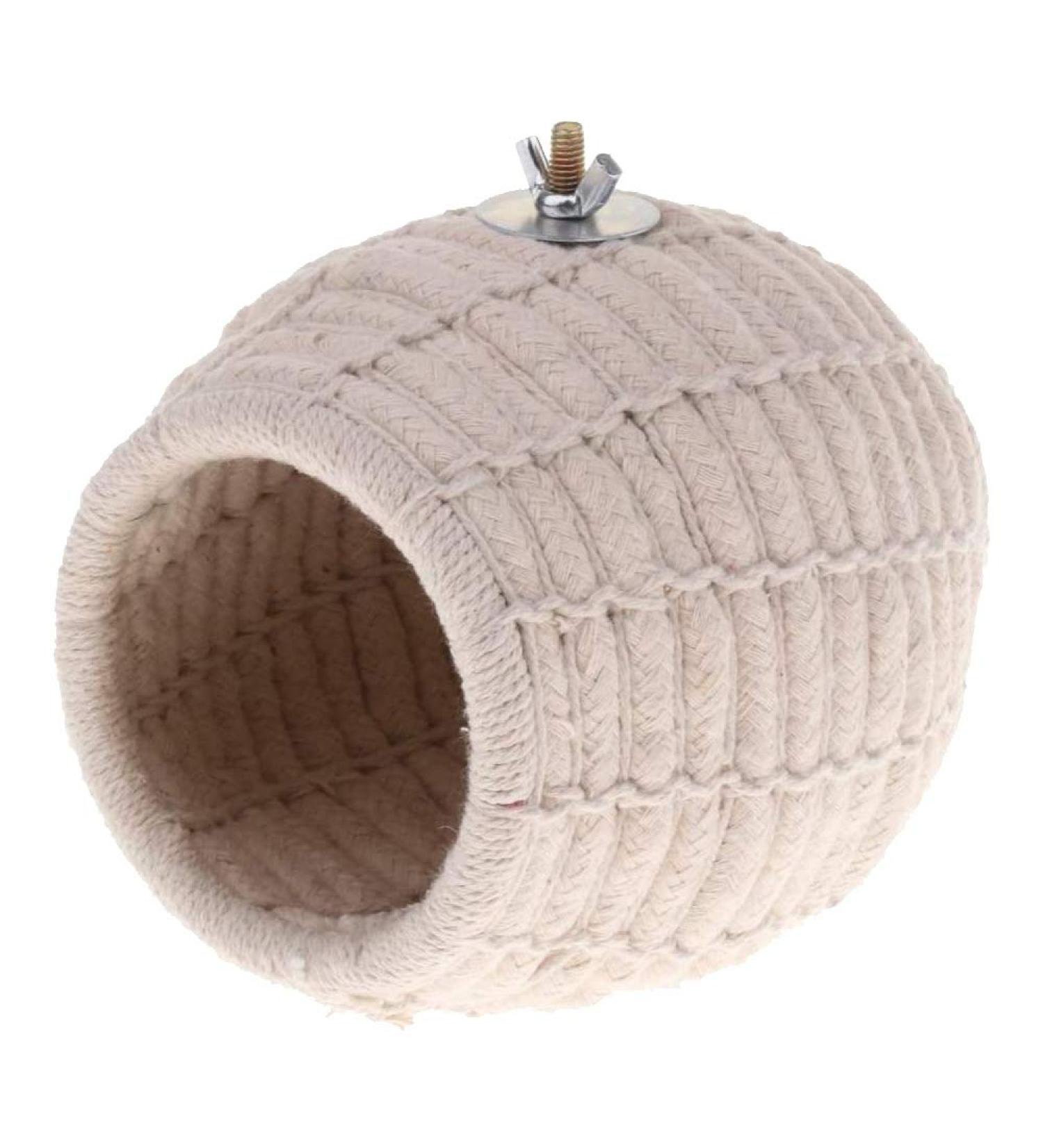 Tbkoly Rope Weave Bird Breeding Nest Bed House Toy for Budgie Parakeet Parrot Cage Perch Hatching Nesting Box beige - Buy Online on GoSupps.com