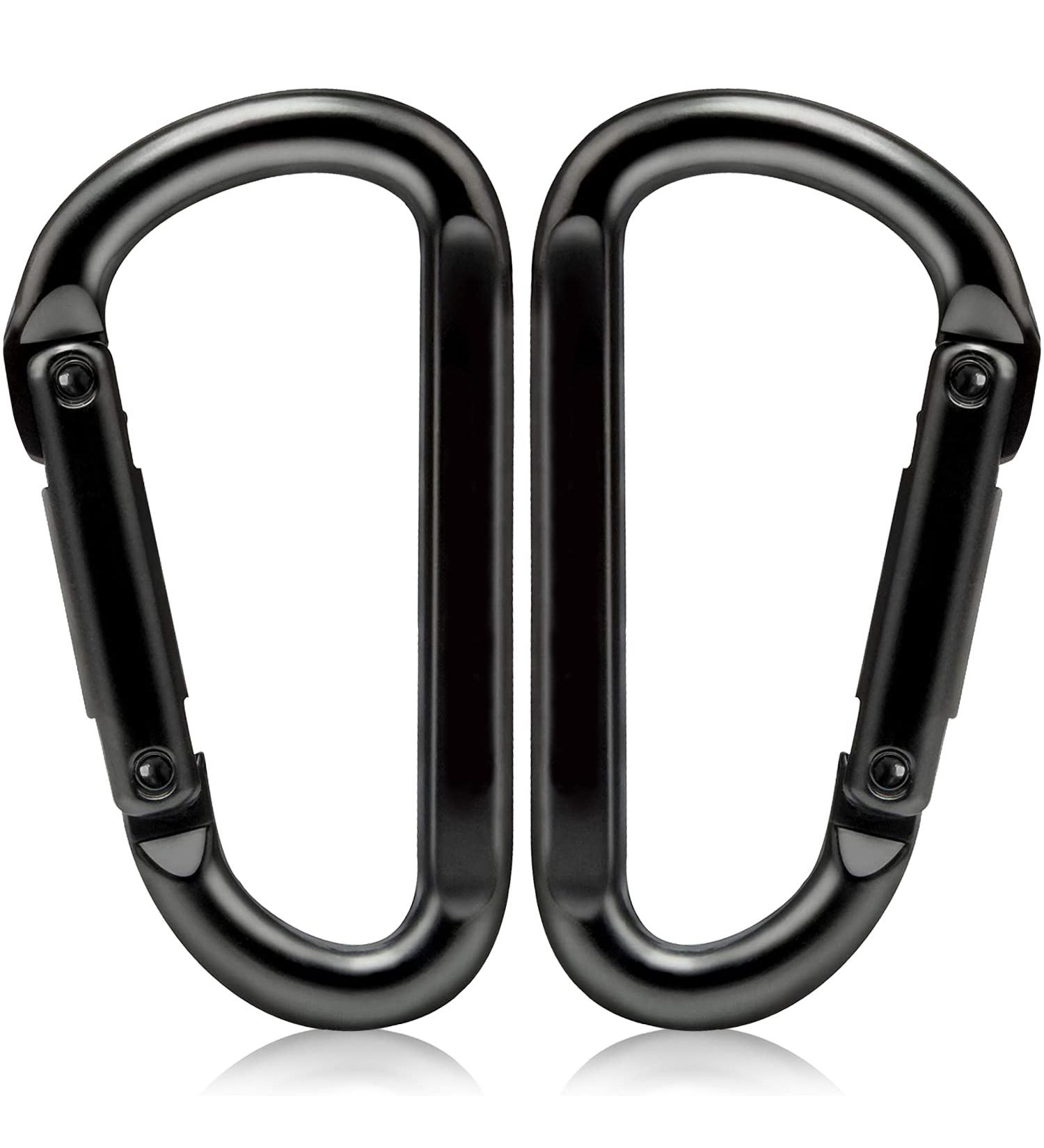 Caribeener Carabiner Clip 860lbs 3 Iron Heavy Duty D Shape Buckle - 2 PCS Black for Camping, Hiking, Dog Leash, Yoga Swing - Buy Online on GoSupps.com