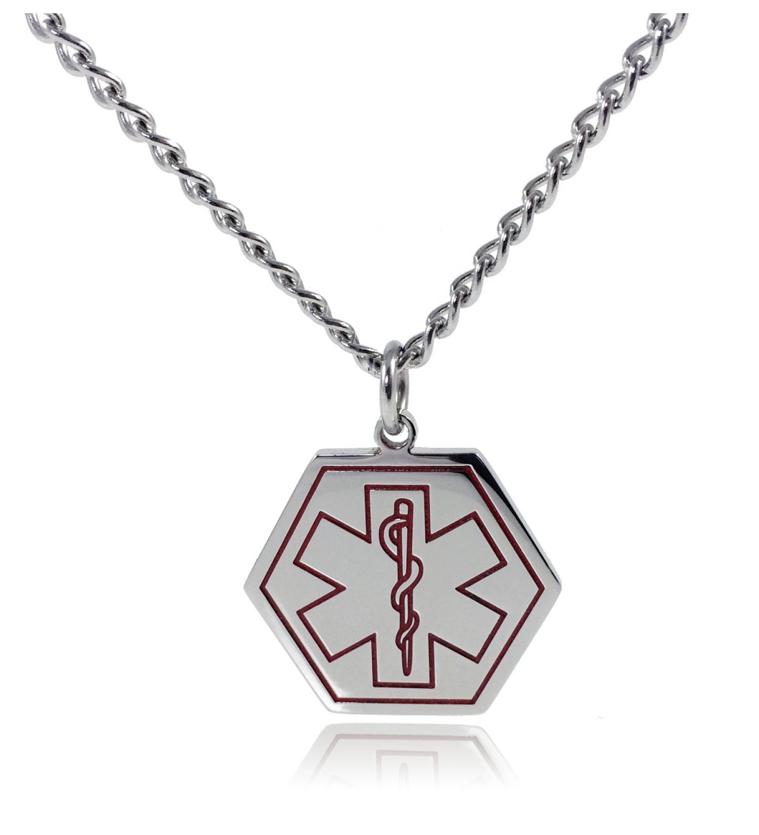 Blood Thinner Medical Alert ID Pendant Necklace - Stainless Steel with 26" Chain | International Shipping Available - Buy Online on GoSupps.com