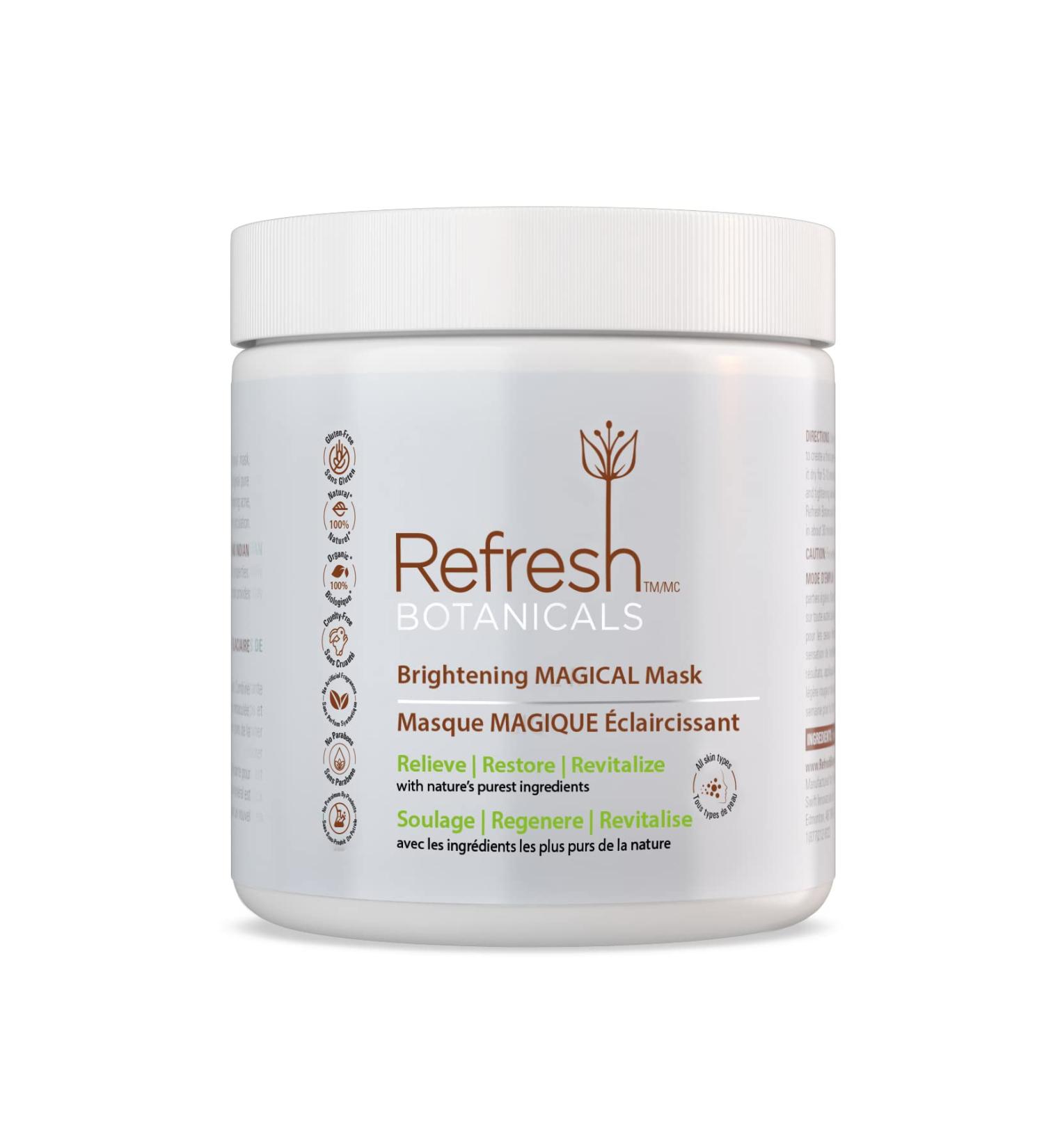 REFRESH BOTANICALS Brightening Clay Mask | Deep Pore Cleansing | 100% Organic | Made in Canada | All Skin Types | 1 lb (454 gm - Buy Online on GoSupps.com