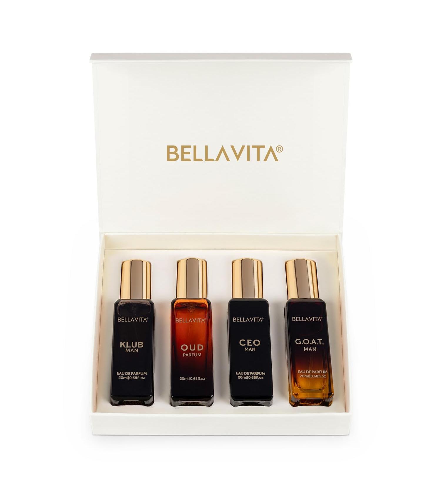 Bella Vita Luxury Man Perfume Gift Set 4 x 20 ml for Men with KLUB OUD CEO G.O.A.T Perfume | Woody Citrusy Long Lasting EDP Fragrance Scent - Buy Online on GoSupps.com
