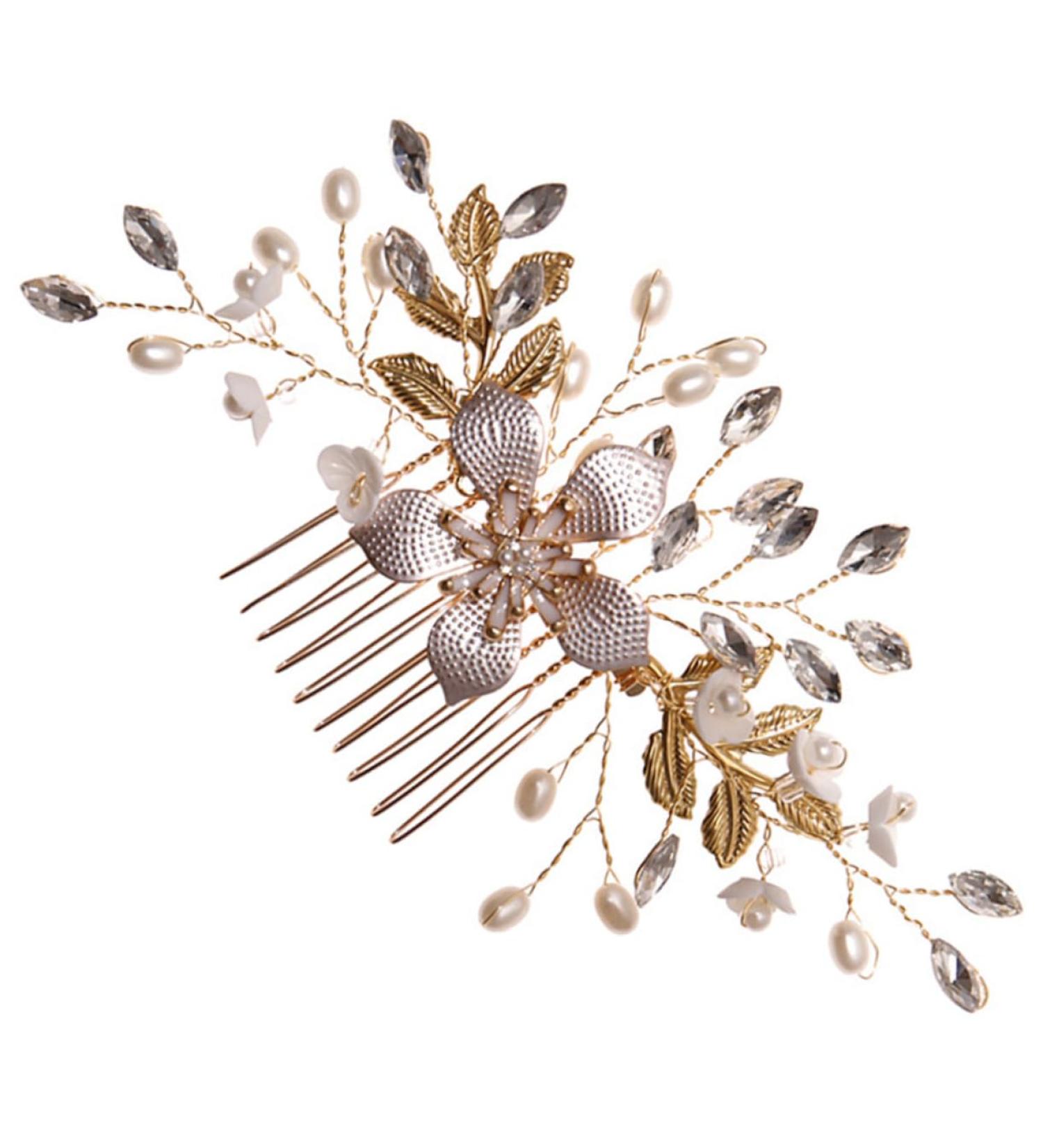 Ipetboom Pearl Hair Comb Crystal Hair Rhinestone Hair Comb Decorative Hair Combs Pearl Headpiece Rhinestone Hair Accessories Wedding Party Hair Pins Styling Hair Manual Hair up Bride Metal - Buy Online on GoSupps.com
