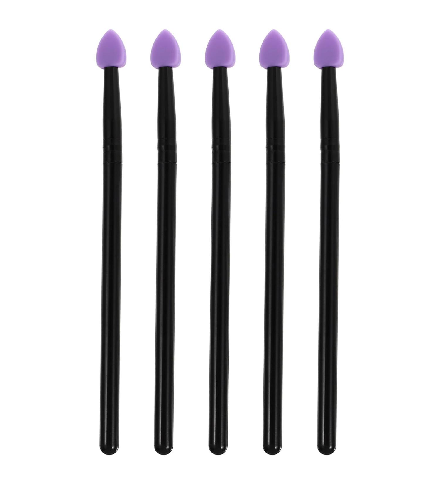 Housoutil 5pcs Silicone Eyeshadow Brush Makeup Tools Eyeshadow Sponge Lip Gloss Brush Face 13x1cm Purple