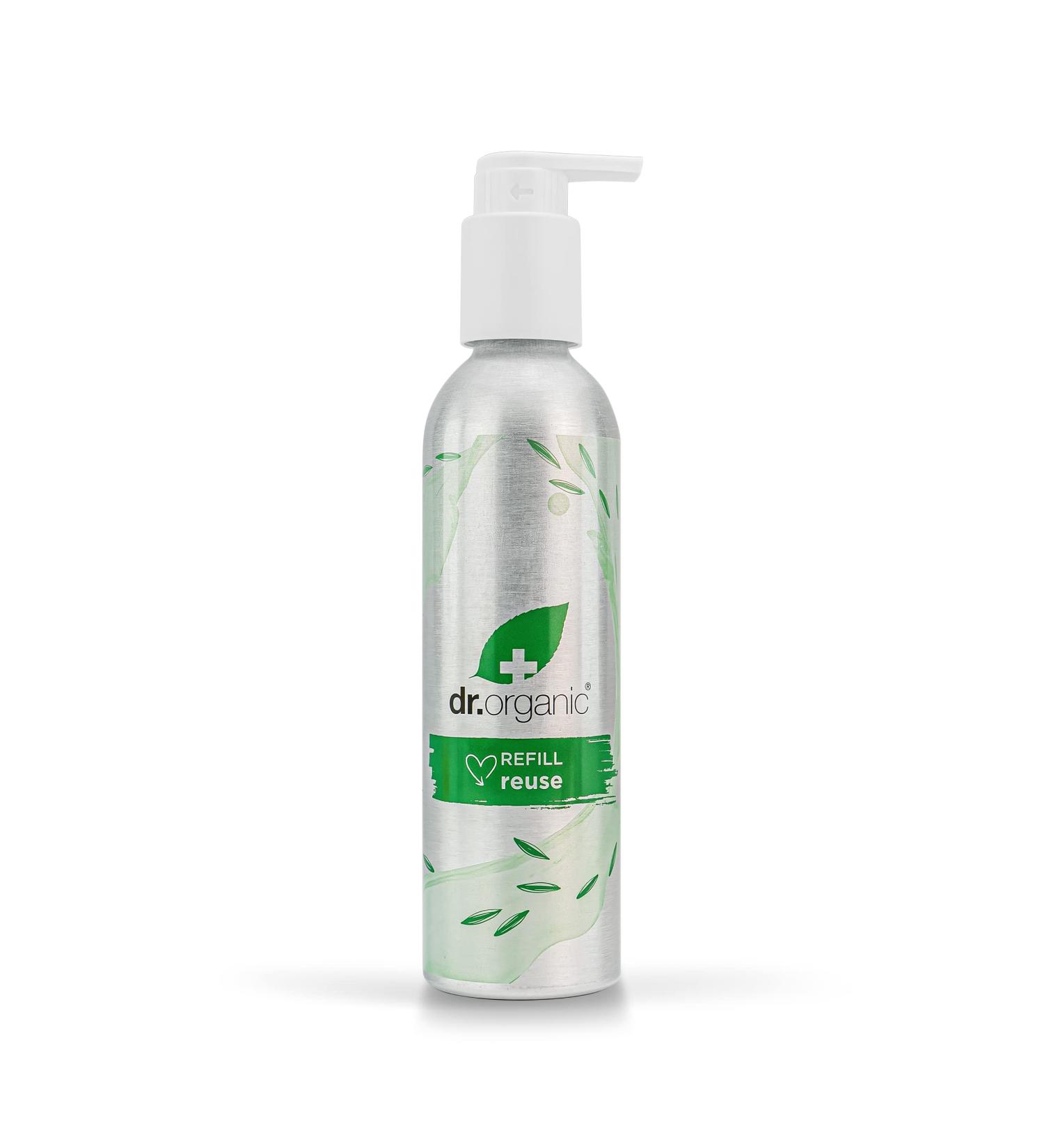 Dr Organic Aluminium Refill Bottle with Pump Dispenser Empty Refillable Bottle for Shampoo Conditioner Shower Gel & Body Wash 250ml - Buy Online on GoSupps.com