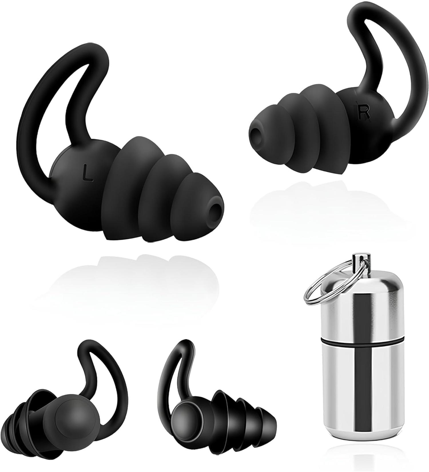 Ear Plugs for Sleeping Noise Cancelling-Spiral Design for Exceptional Comfort Silicone Earplugs for Sleeping Snoring Work & Studying Traveling Swimming Black (2 Pairs) - Buy Online on GoSupps.com