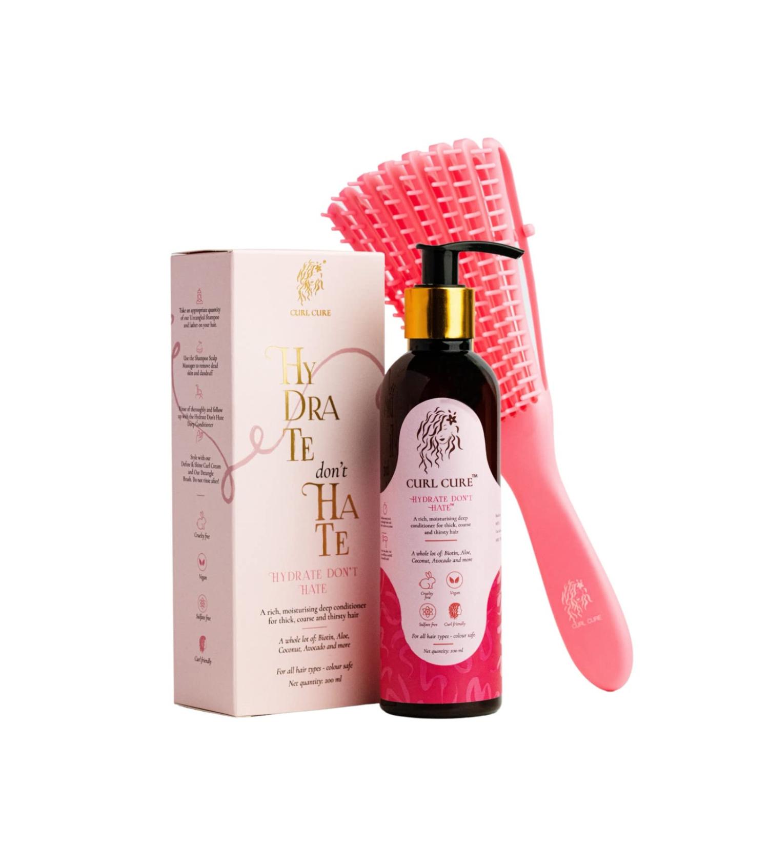 Hydrate Don't Hate - Intensive Hydration Conditioner & Hair Mask with Detangling Brush | Shop Internationally - Buy Online on GoSupps.com