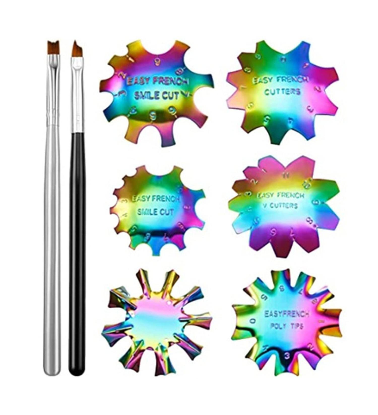 8pcs French Nails Template & Acrylic Nail Edge Trimmer - Perfect for Smile Line Manicure Tools - Buy Online on GoSupps.com