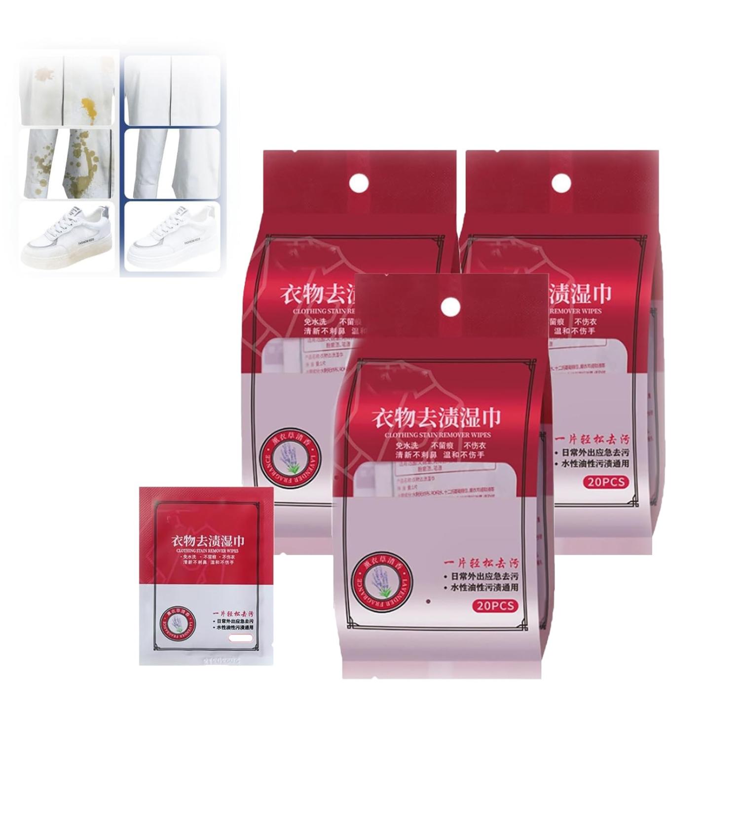 Stain Removal Wet Wipes Clothes Oil Stain Remover Emergency Stain Rescue Stain Remover Instant Stain Wipes for Clothes and Fabric Carpet 3 - Buy Online on GoSupps.com