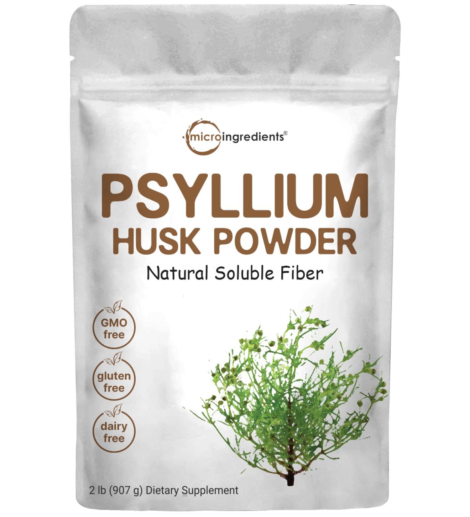 Psyllium Husk Powder 2lb - Soluble Fiber for Baking & Smoothies - Keto, Gluten-Free, Vegan - India Origin - GMO-Free - Unflavored - Buy Online on GoSupps.com