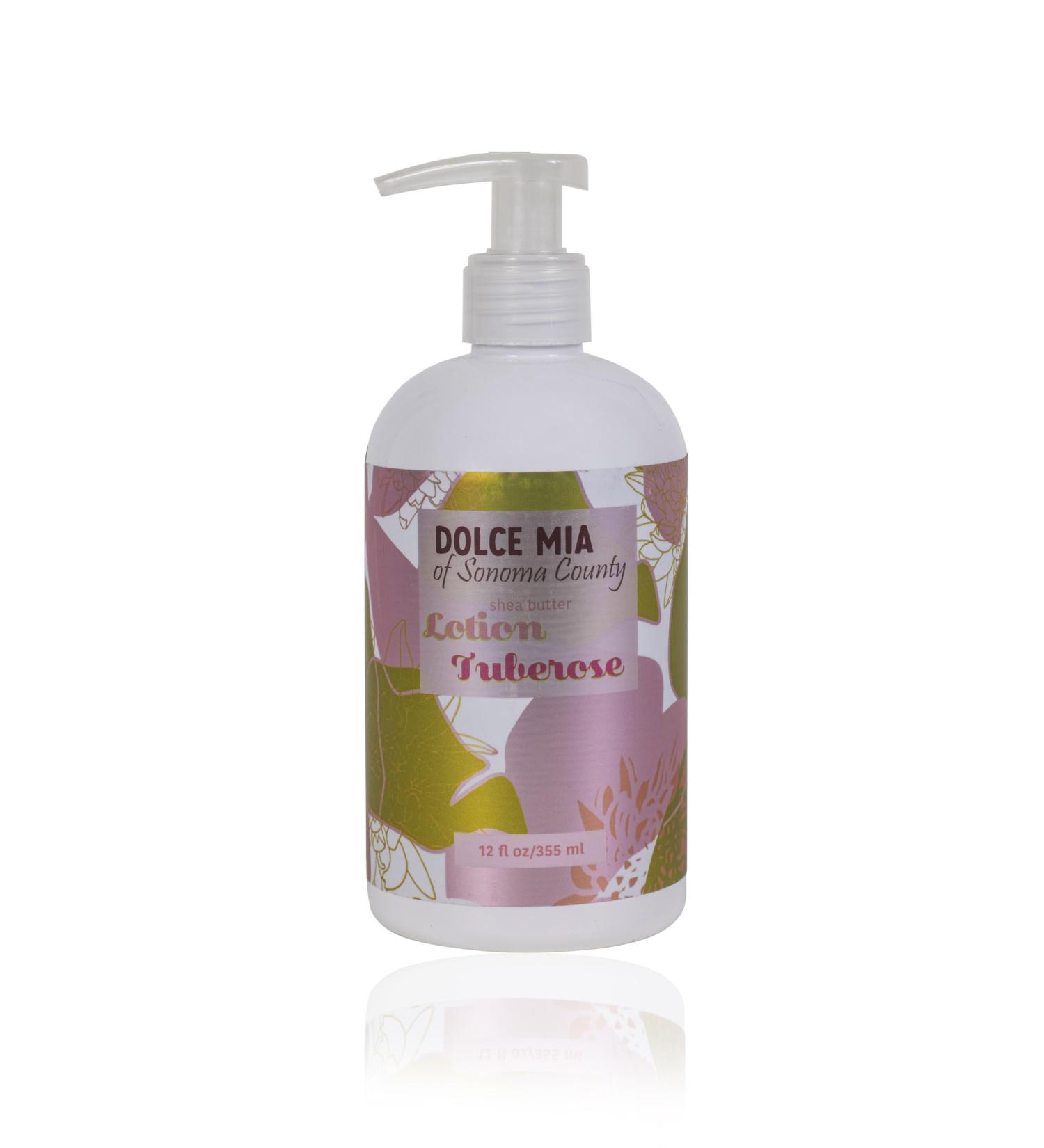 Dolce Mia | Shea Butter Lotion | Tuberose | Organic Botanicals | Hypoalergenic | Vegan and Cruelty Free | 12 oz Tuberose 12 Fl Oz (Pack of 1)