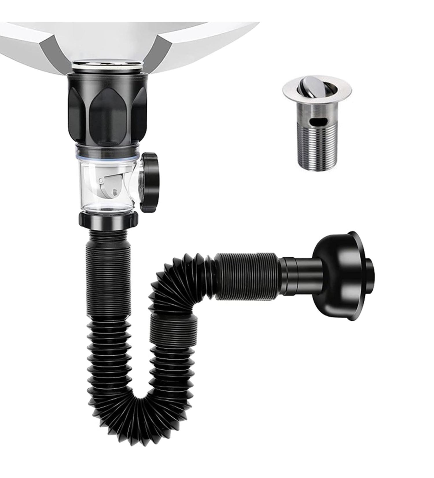 Universal Washbasin Drainer With Flexible Drain Down Hose & Popup Filter Sink Plug Odour Resistant Drainer Flexible Drain Down Hose Popup Basin Waste Drainer Universal Washbasin Drainer With - Buy Online on GoSupps.com