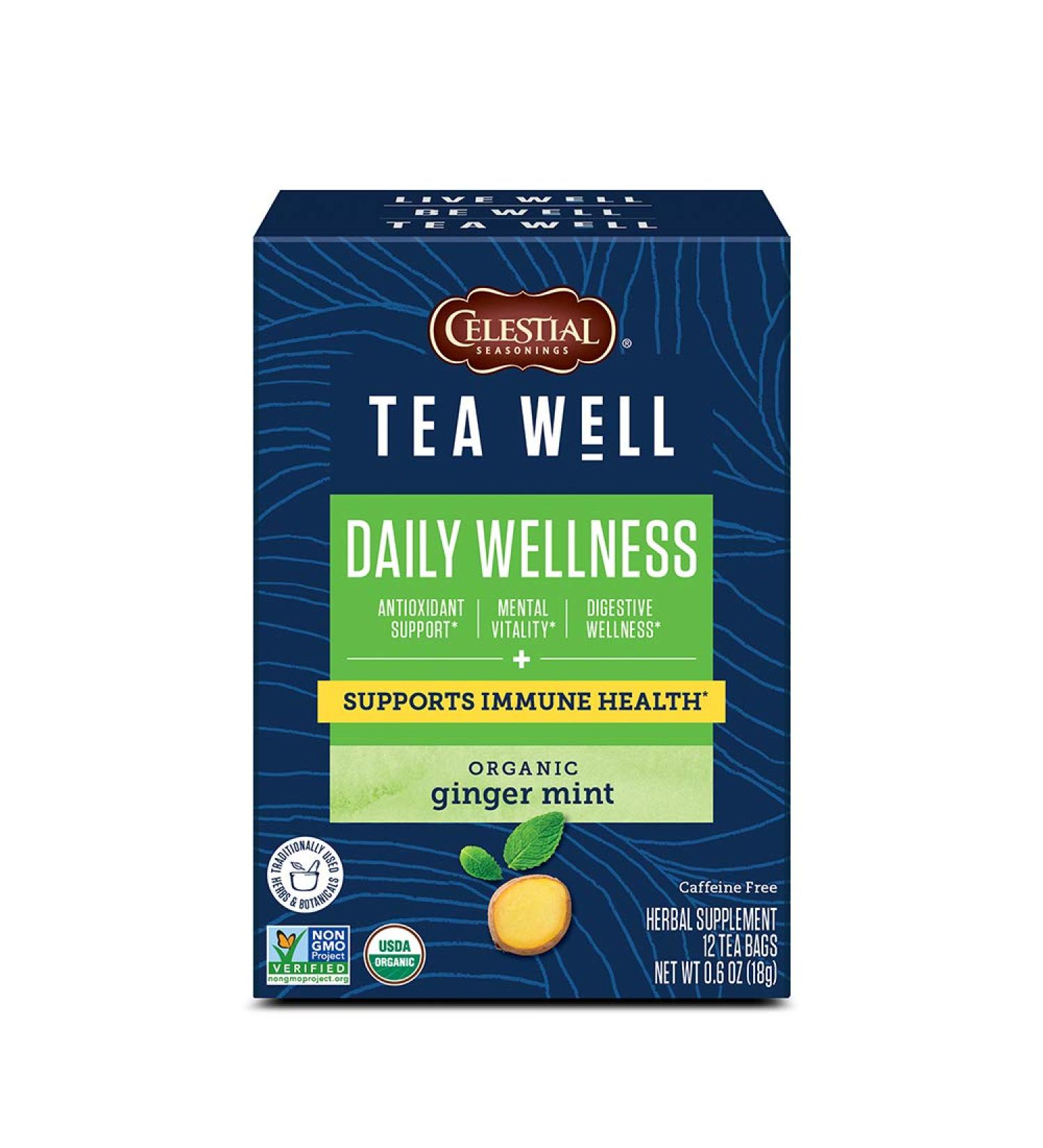 Celestial Seasonings Organic Ginger Mint Herbal Tea - Caffeine Free Daily Wellness, 12 Tea Bags - Buy Online on GoSupps.com